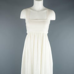CHLOE Size 2 Cream Linen Cutout Back Bow Peasant Maxi Dress