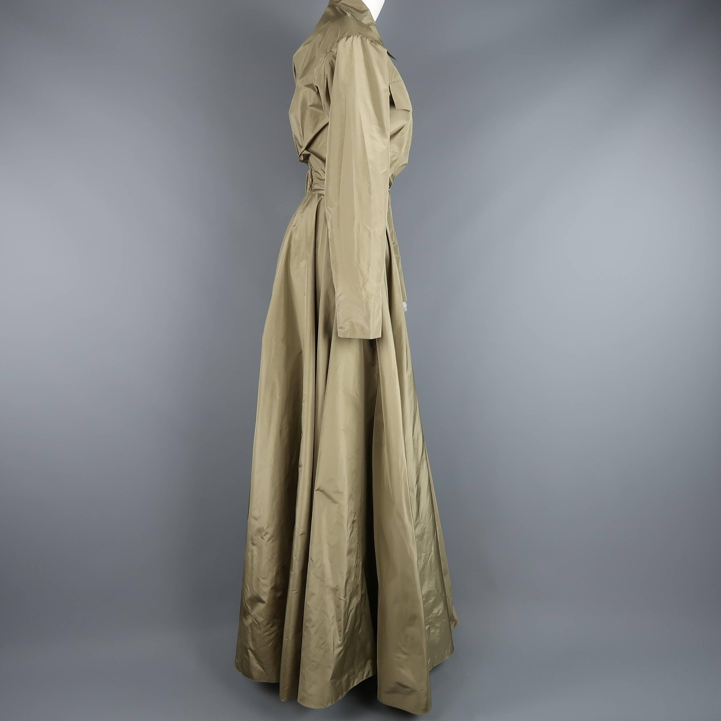 Brown RALPH LAUREN Collection Size 4 Olive Silk Taffeta Sahara Parachute Evening Gown