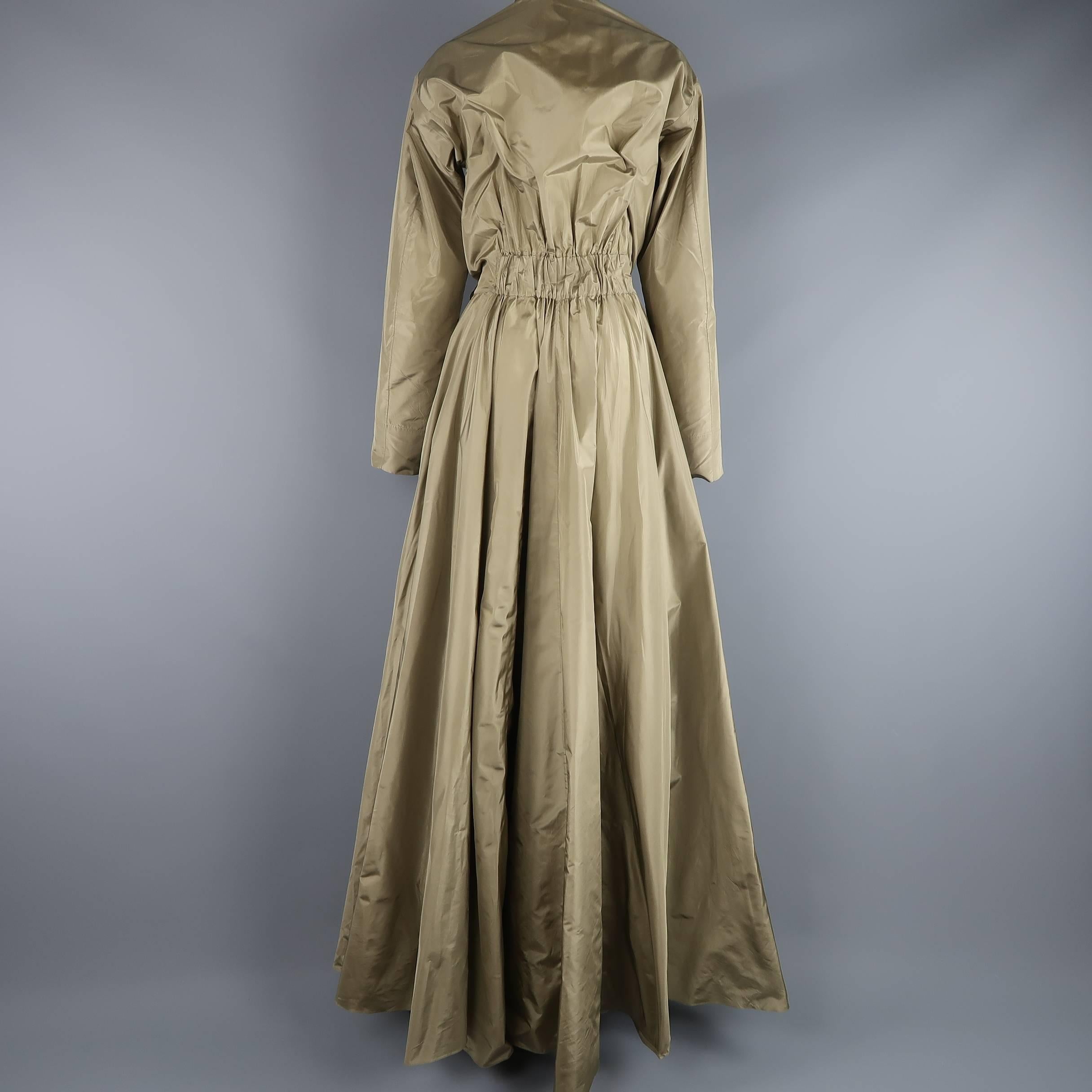 RALPH LAUREN Collection Size 4 Olive Silk Taffeta Sahara Parachute Evening Gown In Good Condition In San Francisco, CA