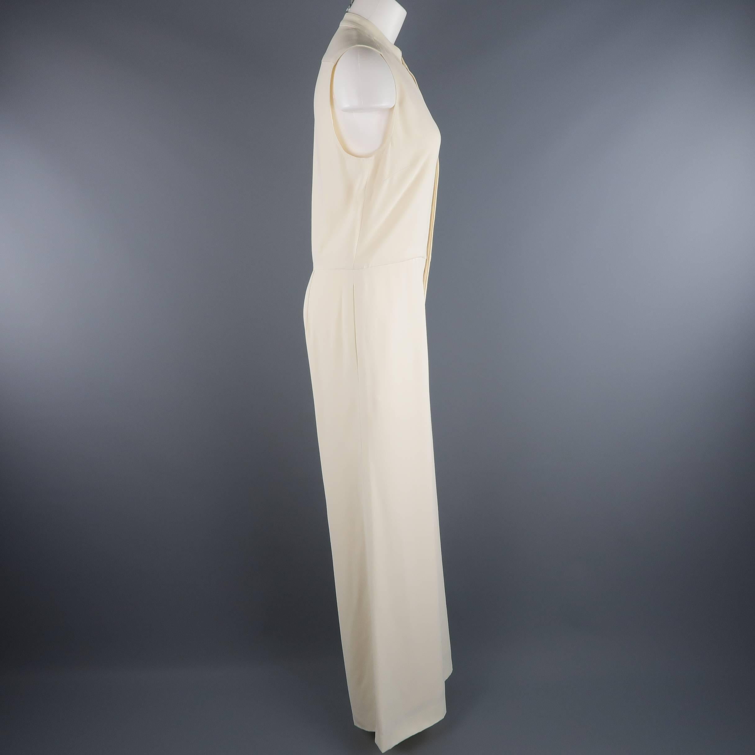 RALPH LAUREN COLLECTION Size 8 Cream Wide Leg Sleeveless Jumpsuit In Excellent Condition In San Francisco, CA