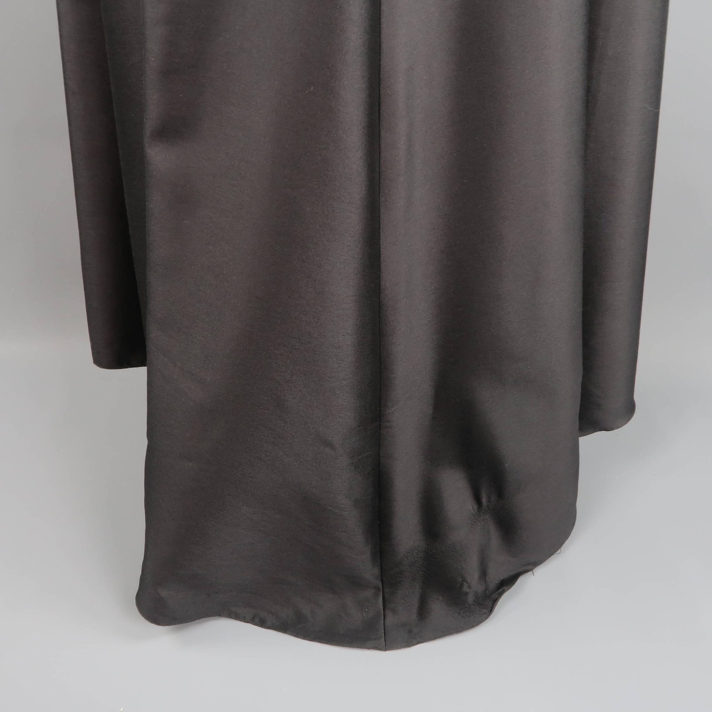 PAMELA DENNIS Size 6 Black Wool / Silk Spaghetti Strap Pleated Evening Gown 4