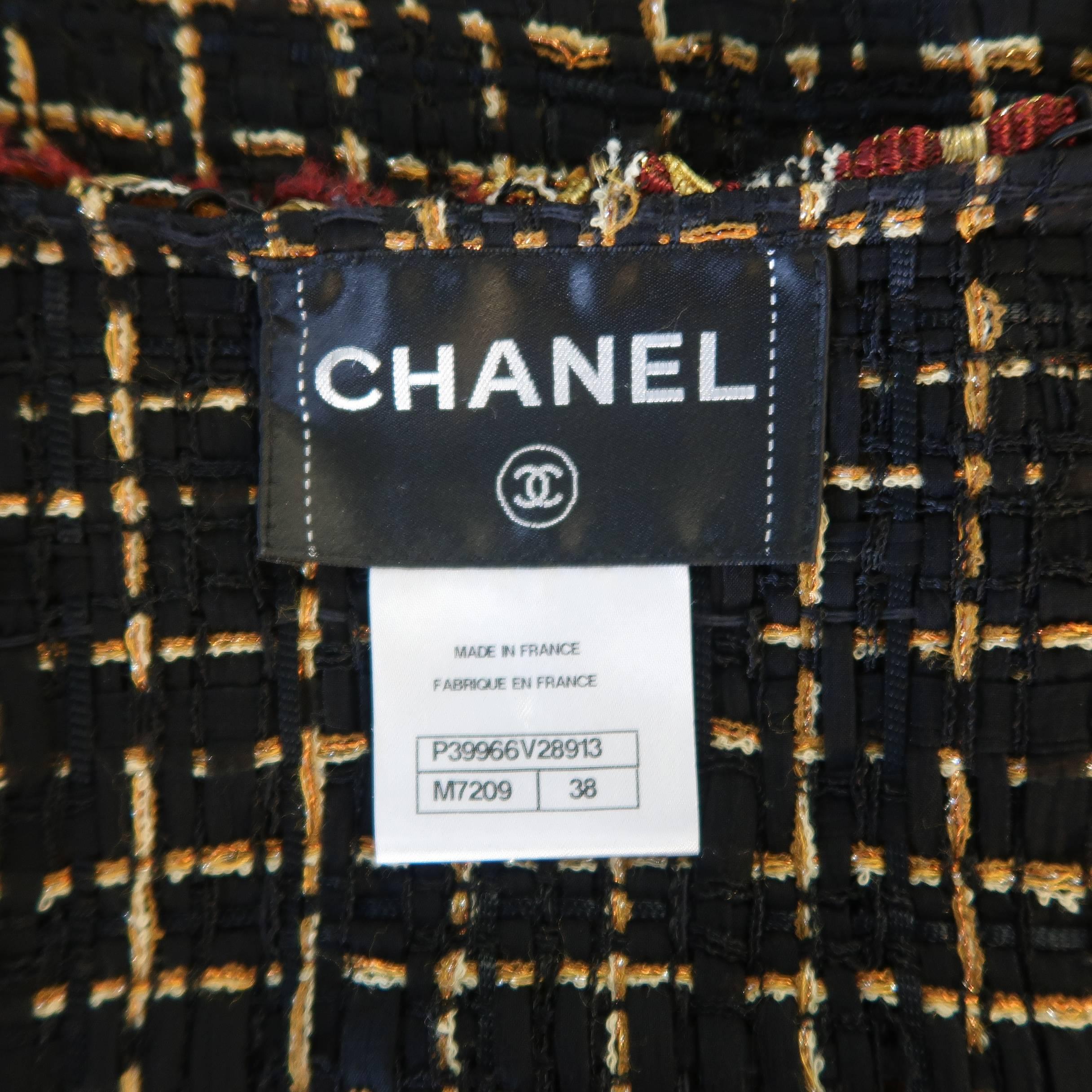 CHANEL Jacket -  Size 6 Black Silk Blend Lesage Cropped Beaded Trim Jacket 4
