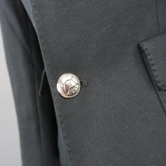RALPH LAUREN Size 8 Black Cotton Jersey Silver Embroidered Pocket Blazer