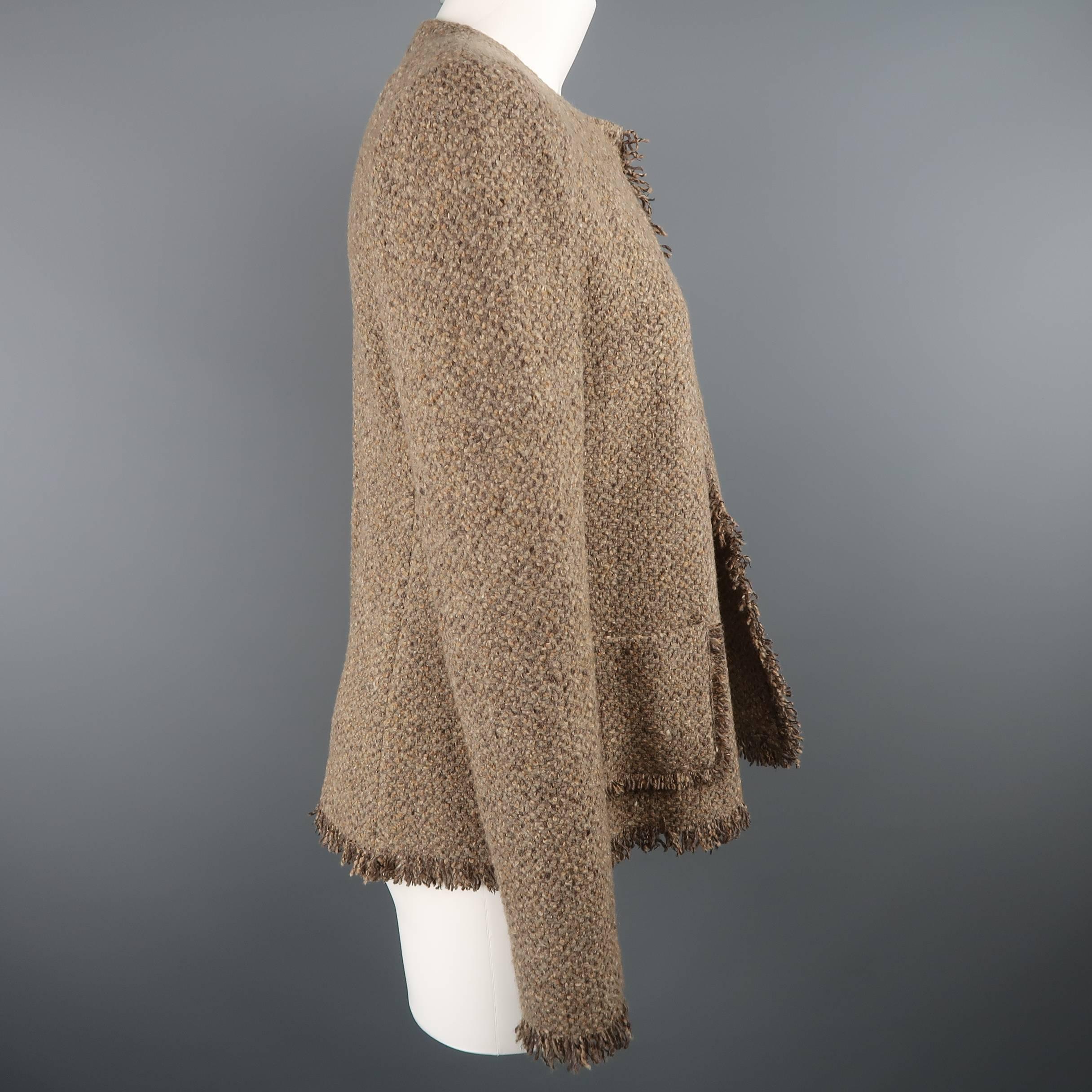 Ralph Lauren Taupe Wool / Cashmere Fringe Jacket and Scarf  1