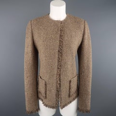Ralph Lauren Taupe Wool / Cashmere Fringe Jacket and Scarf