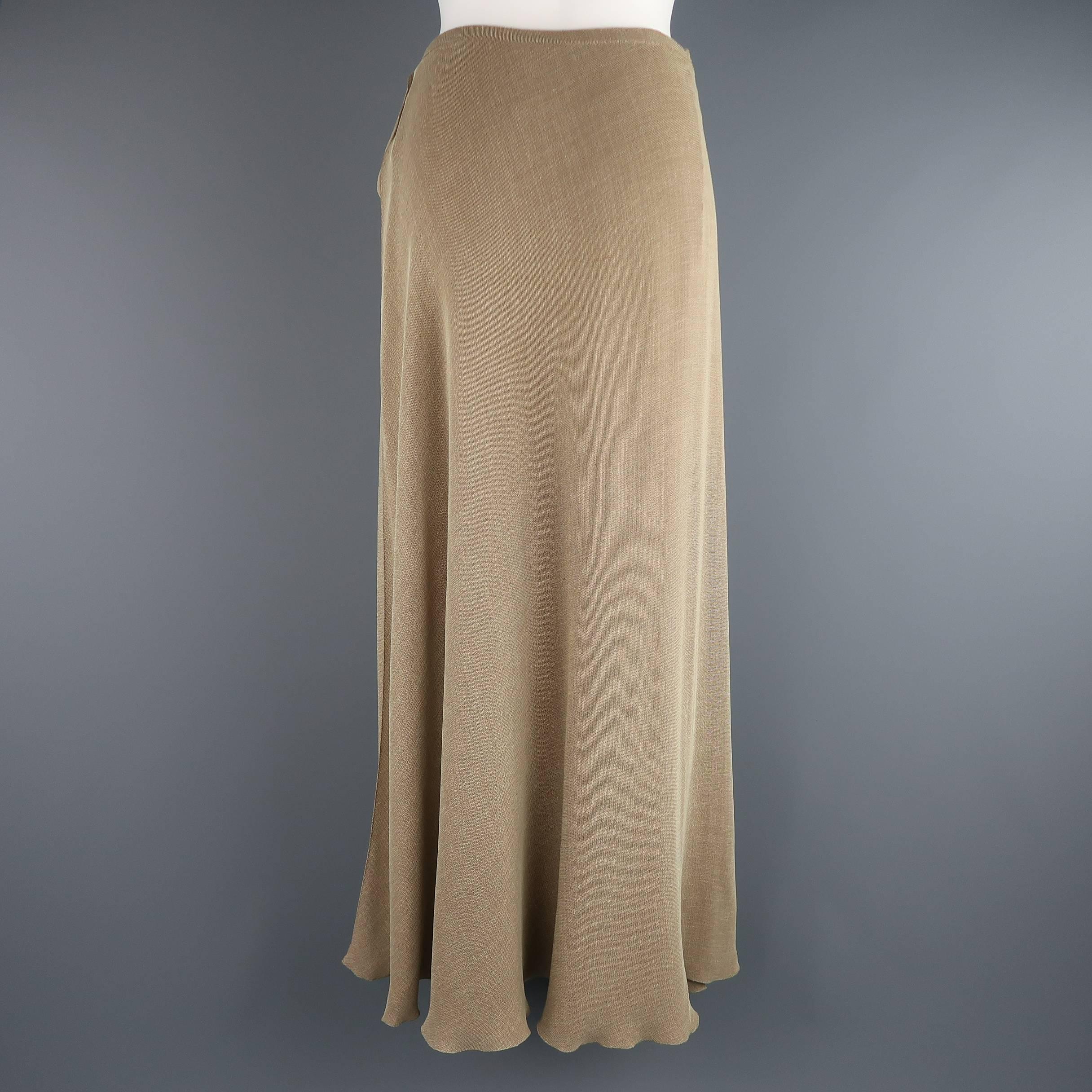 CHANEL 1999 Size 6 Beige Viscose Blend Wrap & Tie Maxi Skirt 3