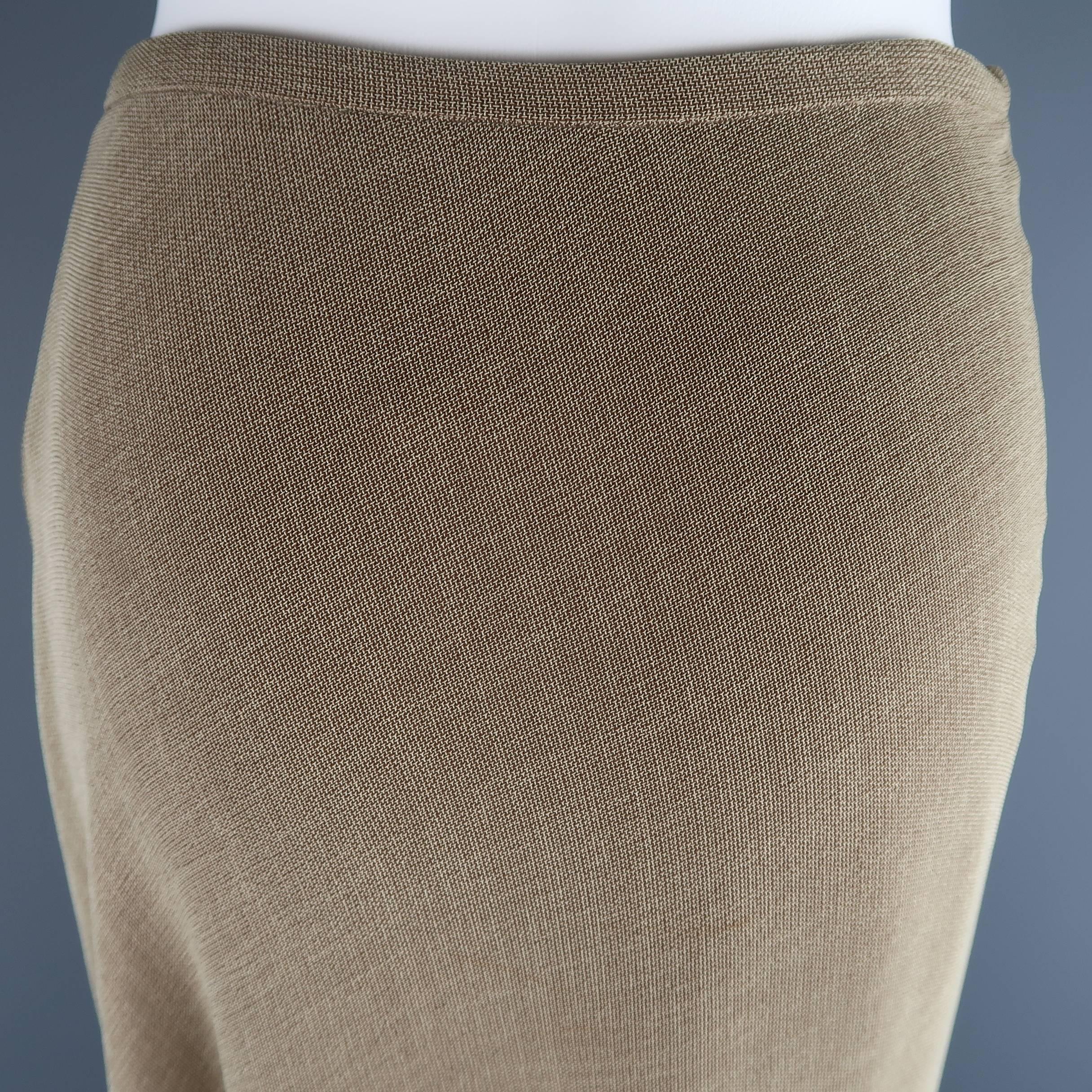 CHANEL 1999 Size 6 Beige Viscose Blend Wrap & Tie Maxi Skirt 4