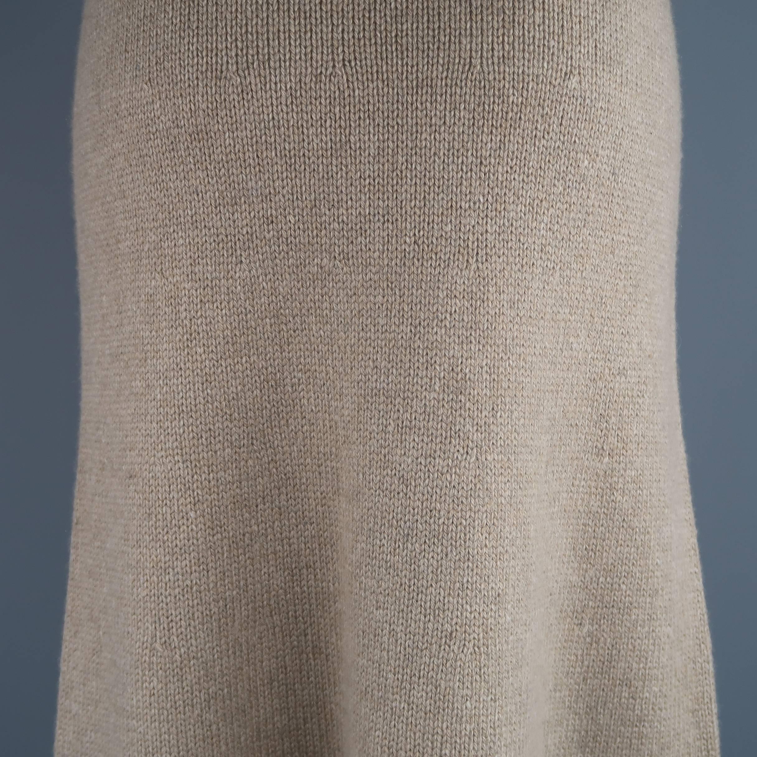 Brown RALPH LAUREN Size M Taupe Cashmere Knit Flair Midi Skirt