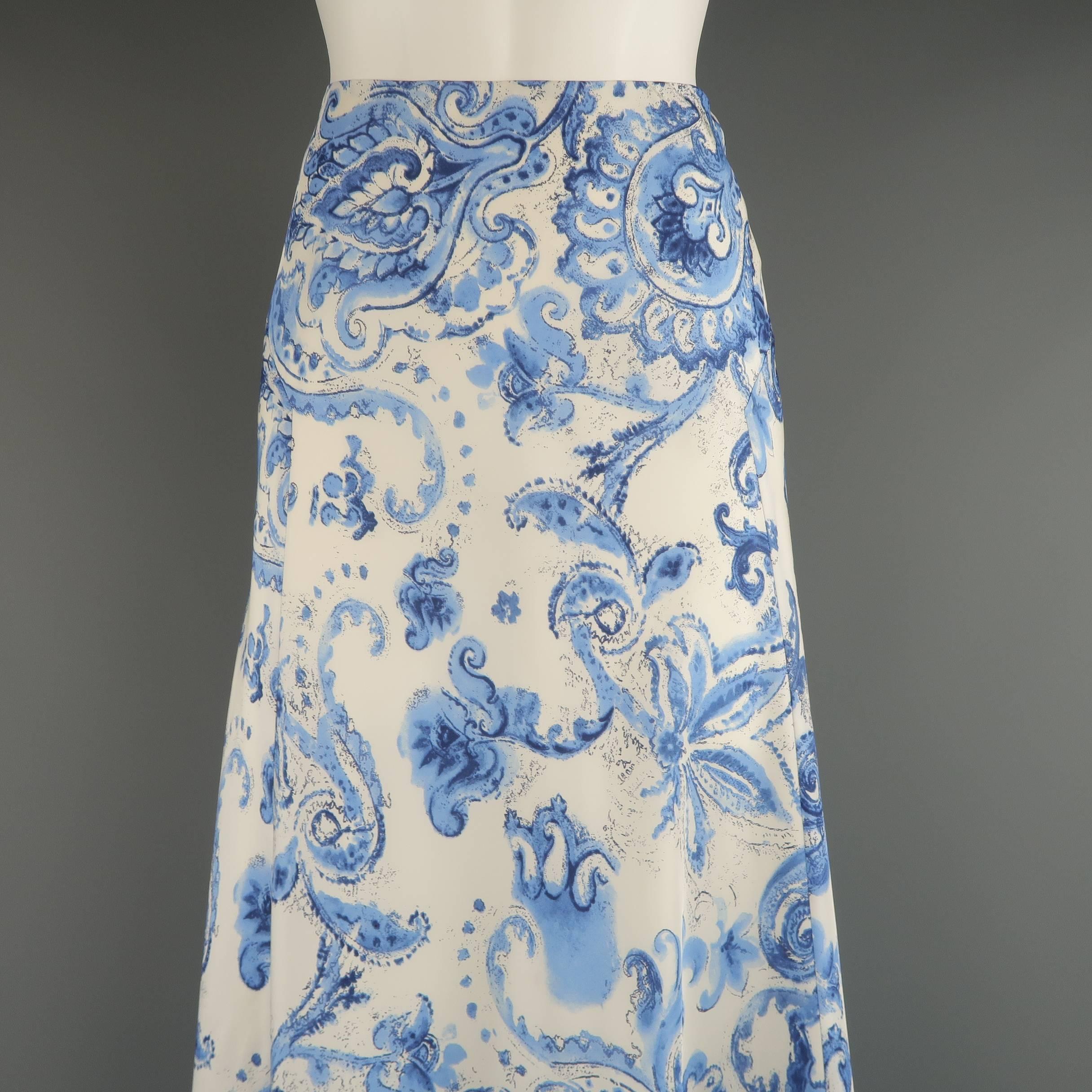 blue and white maxi skirt