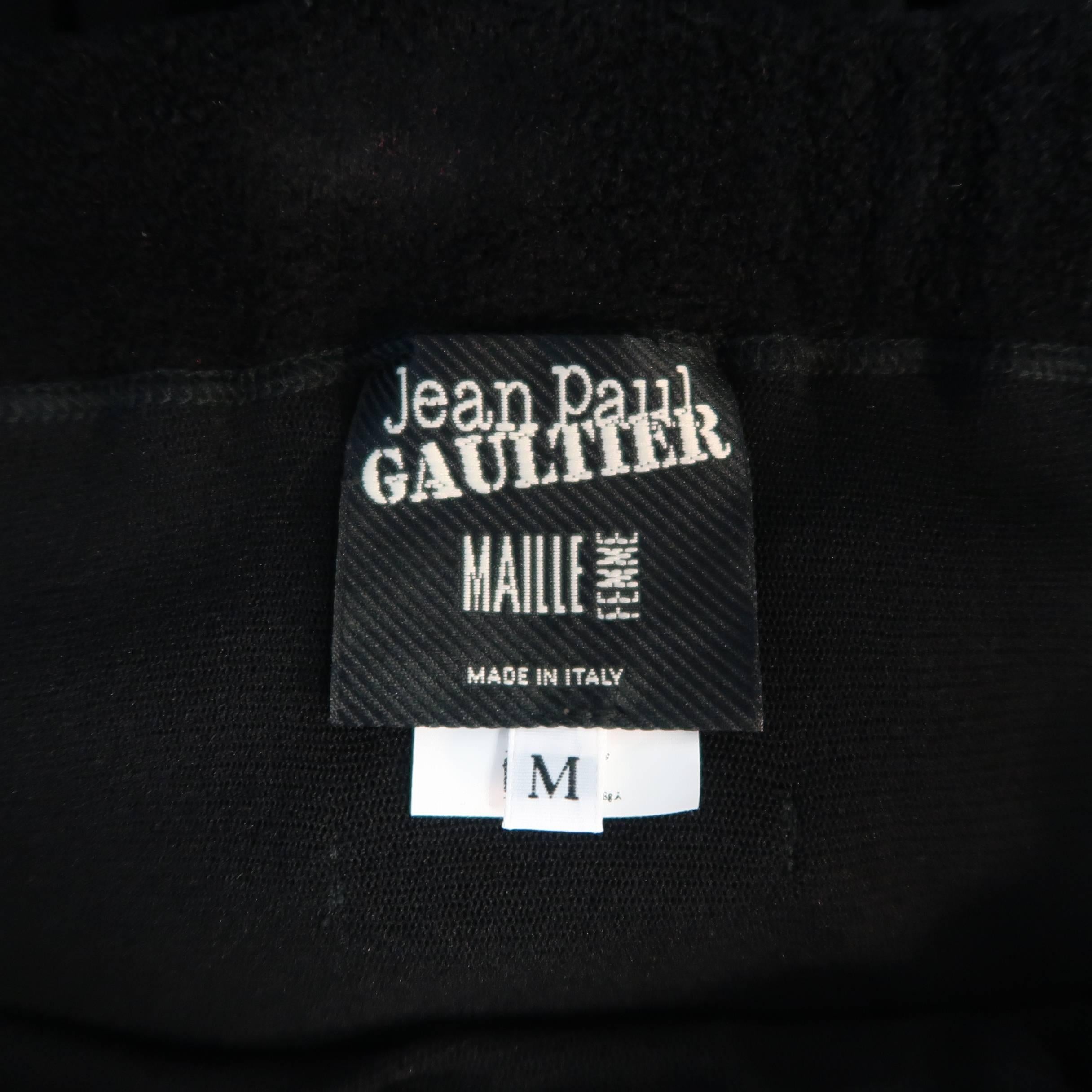 Jean Paul Gaultier Black Mesh Velour Trim Drop Waist Ruffle Skirt 2