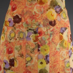 Chanel Orange Floral Print Silk Chiffon Pleated Skirt, 2004