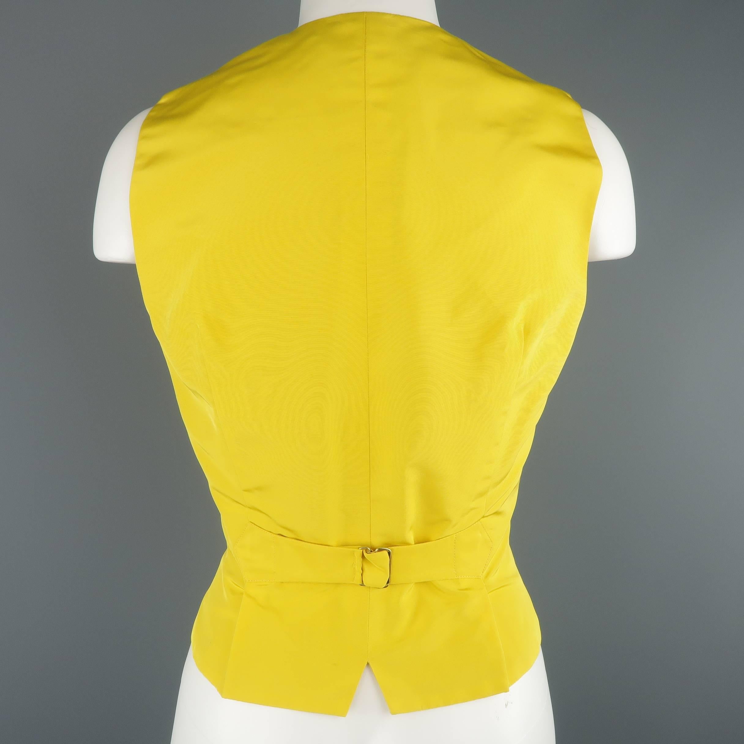 RALPH LAUREN Size 8 Yellow Twill Silk V Neck Dress Vest 1