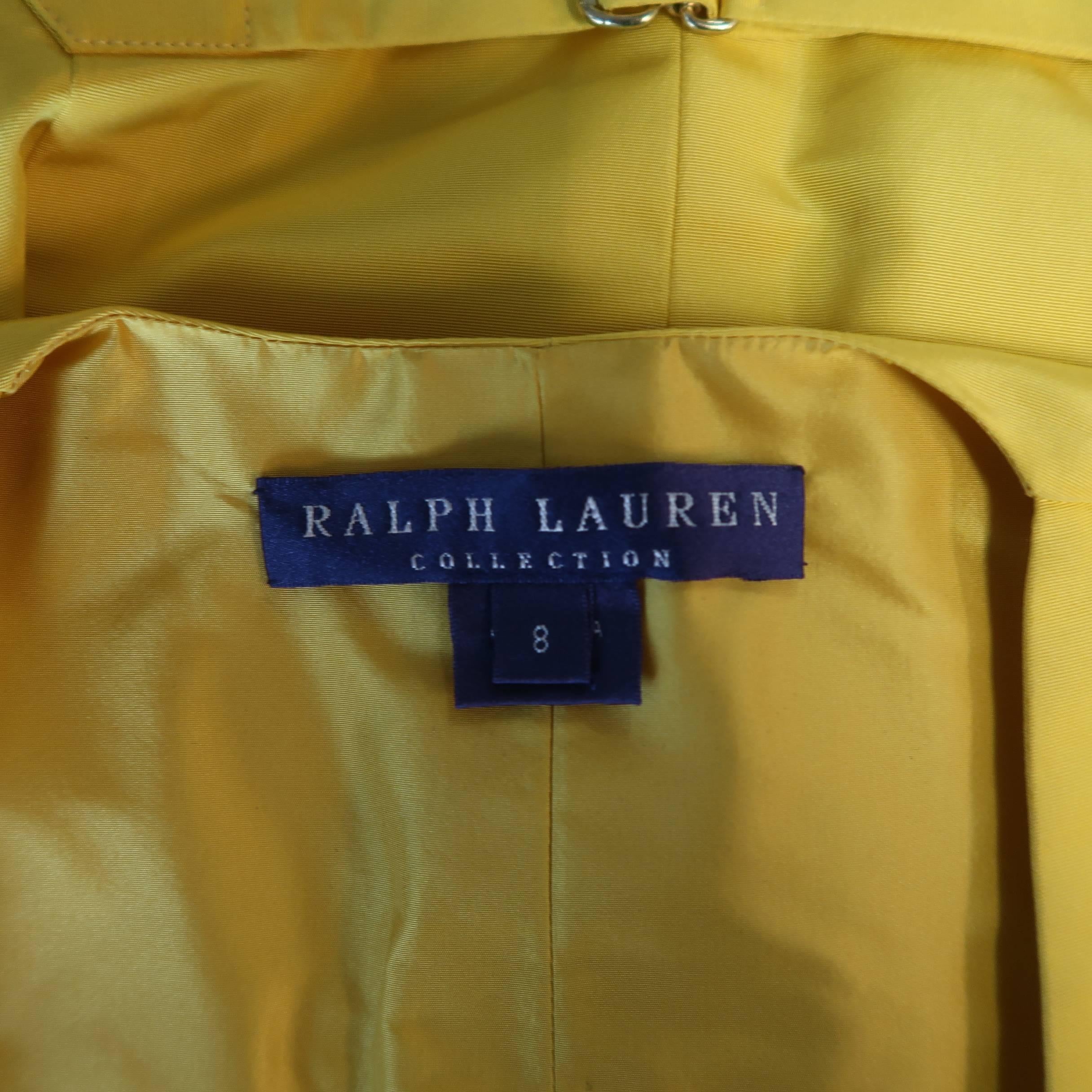 RALPH LAUREN Size 8 Yellow Twill Silk V Neck Dress Vest 2