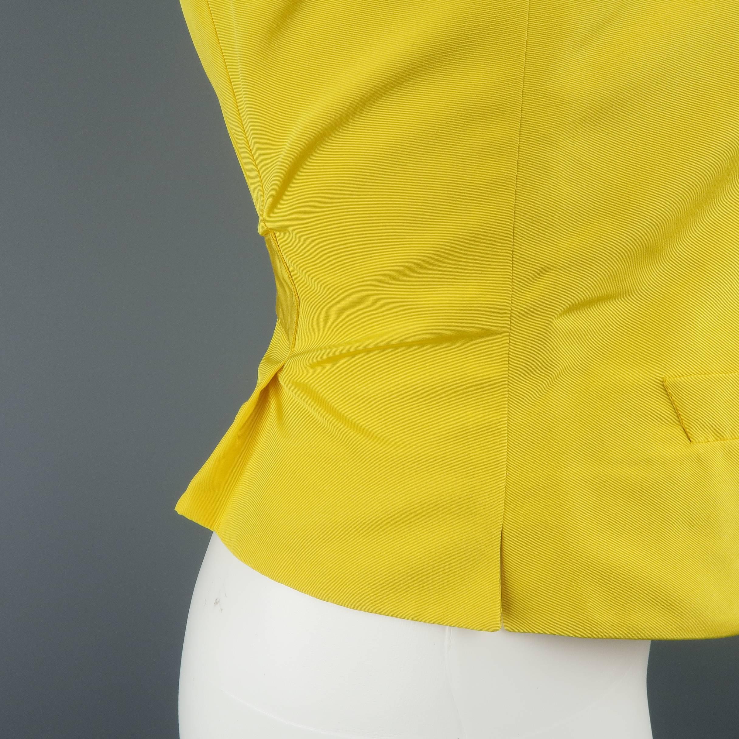 Women's RALPH LAUREN Size 8 Yellow Twill Silk V Neck Dress Vest