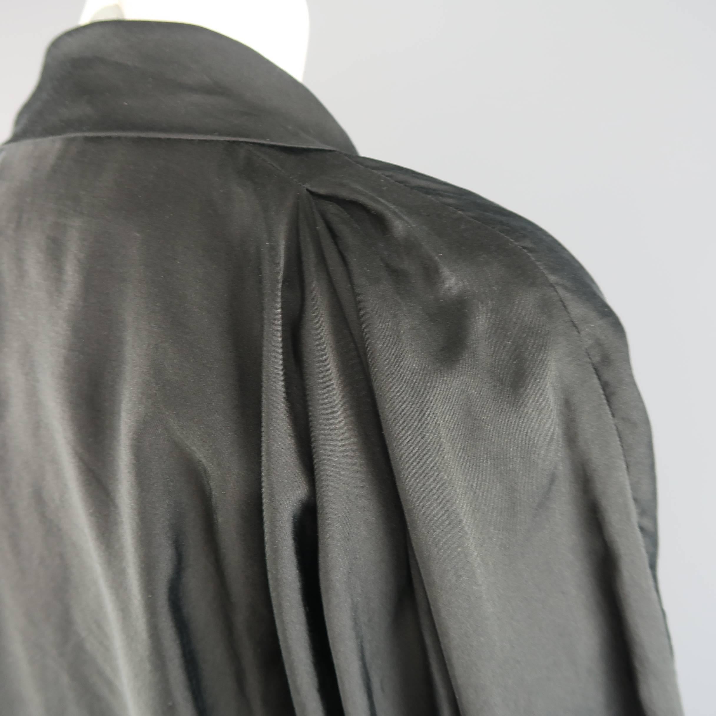LANVIN Size 4 Black Silk / Cotton Draped Asymmetrical Wrap Blouse 2