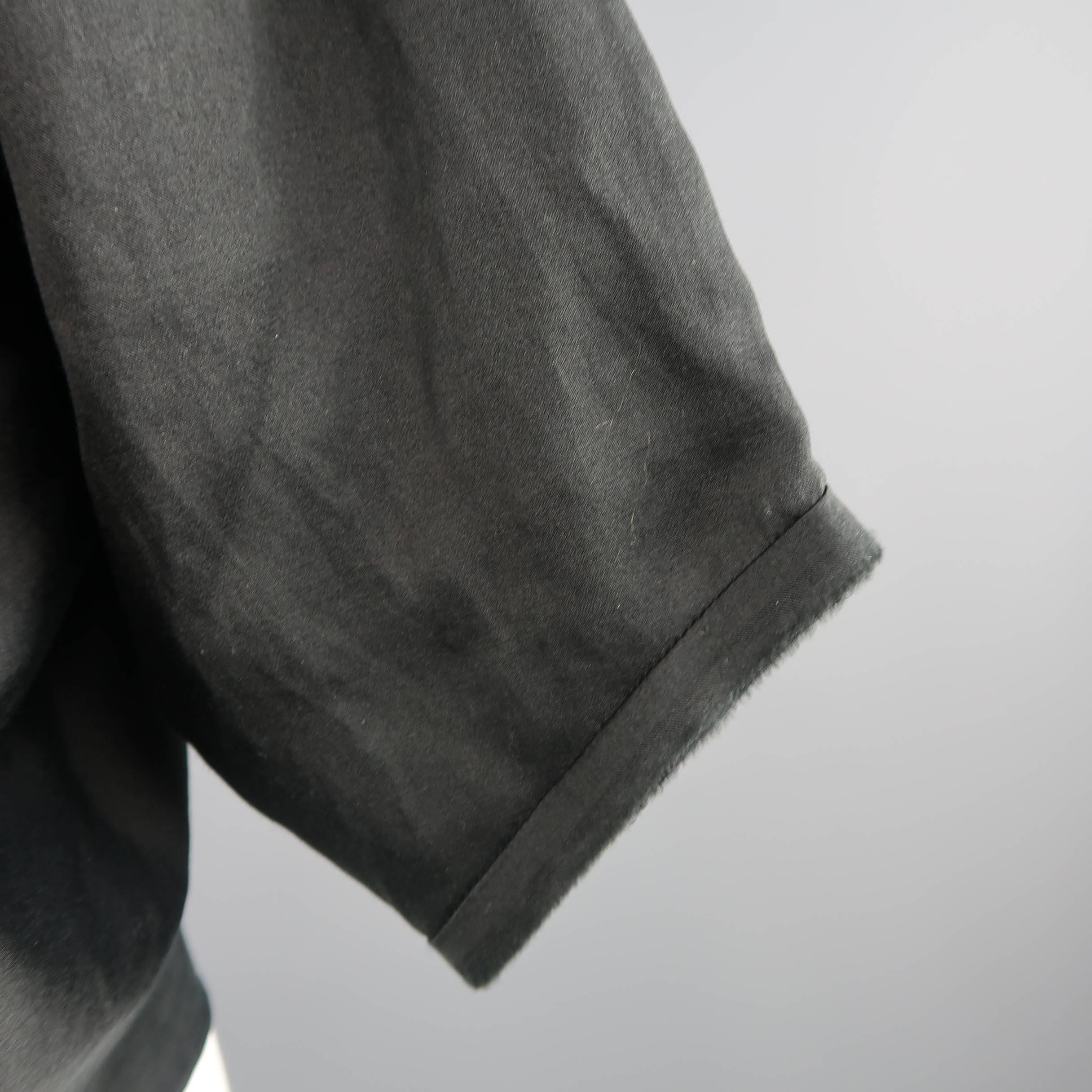 LANVIN Size 4 Black Silk / Cotton Draped Asymmetrical Wrap Blouse 4