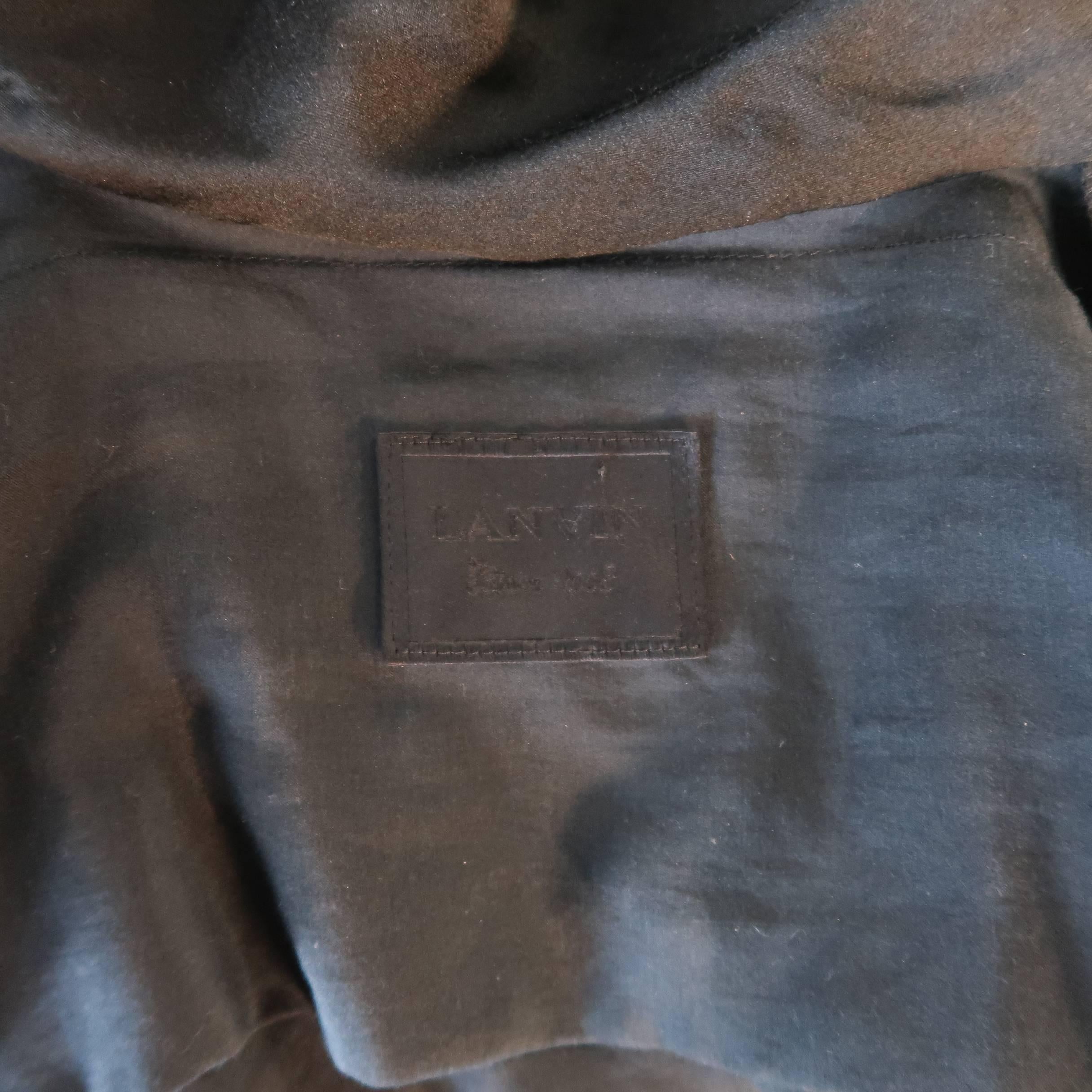 LANVIN Size 4 Black Silk / Cotton Draped Asymmetrical Wrap Blouse 5