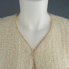 Chanel Cream Cotton Blend Tweed Pearl Piping Coat Jacket, Spring 1999