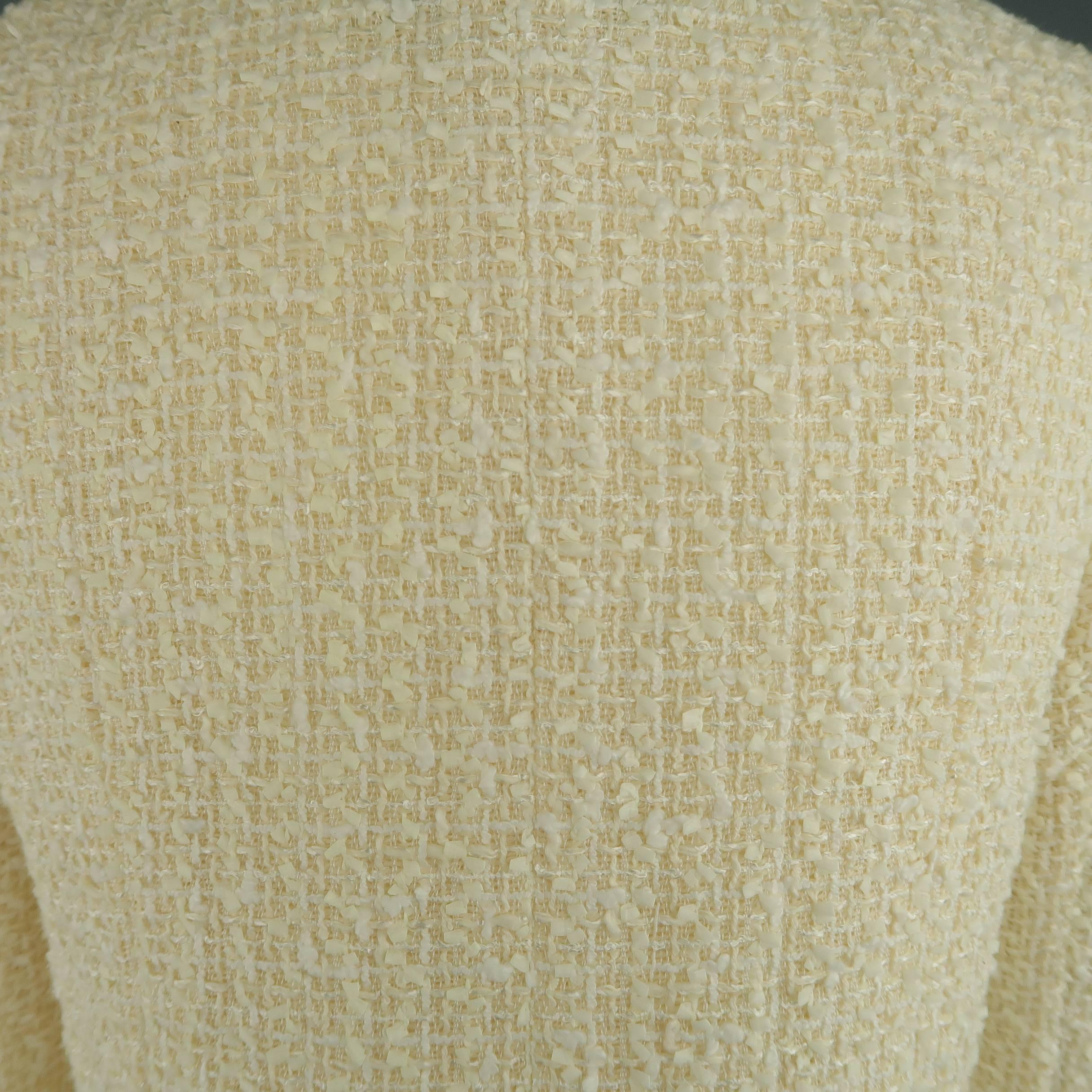 Chanel Cream Cotton Blend Tweed Pearl Piping Coat Jacket, Spring 1999 3