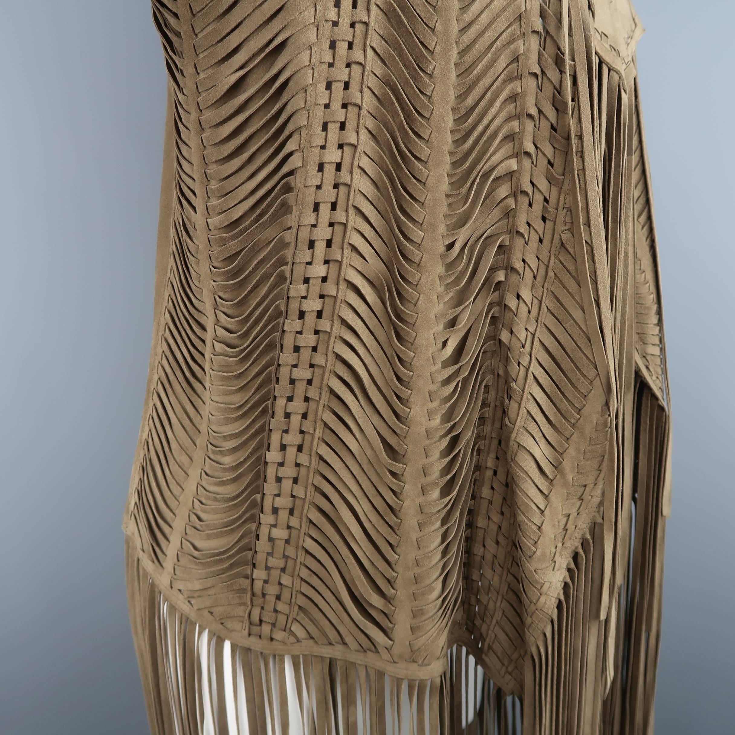 RALPH LAUREN COLLECTION Size 6 Olive Taupe Woven Fringe Jacket - Retail $4500 1