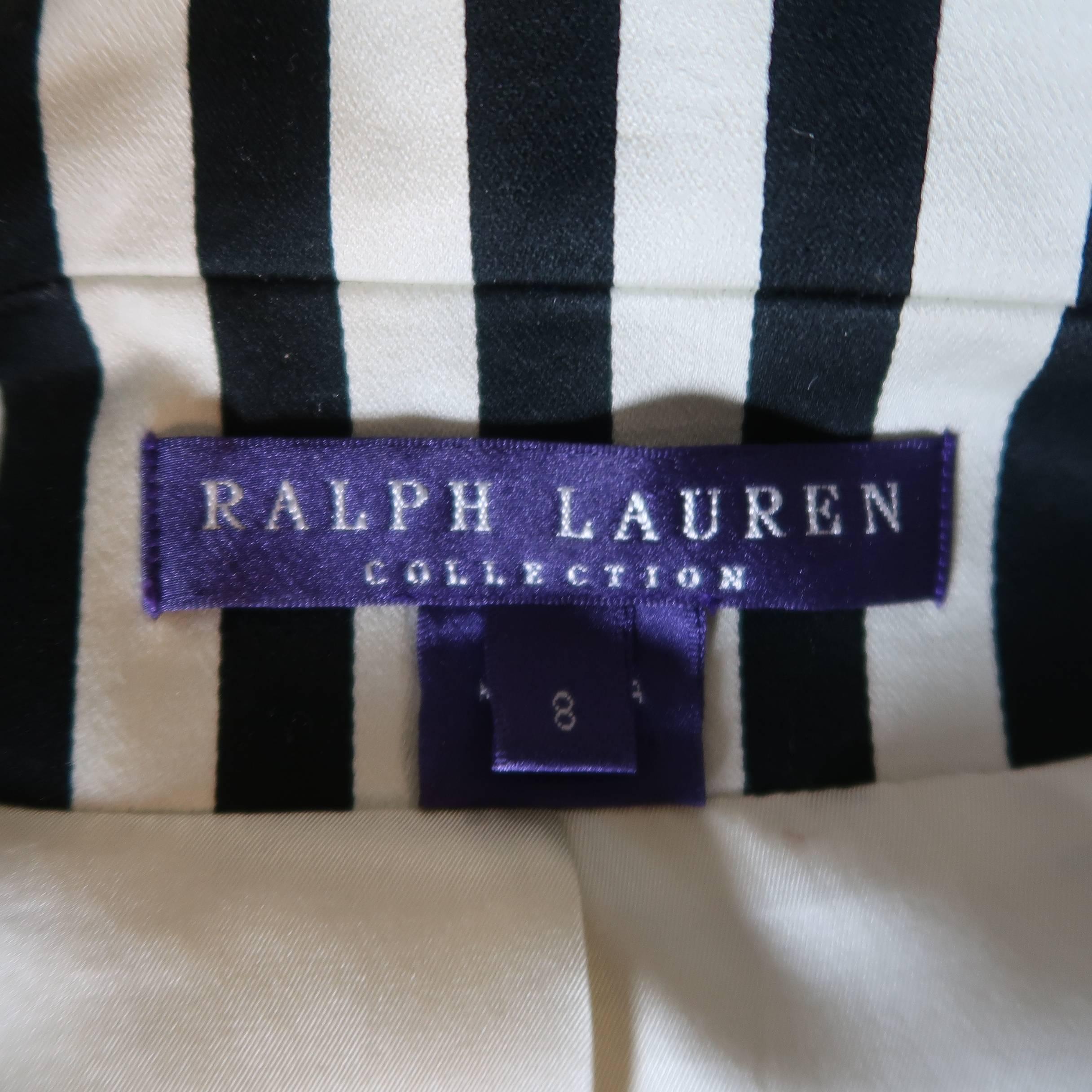 Ralph Lauren Cream and Black Striped Cotton Peak Lapel Jacket 4