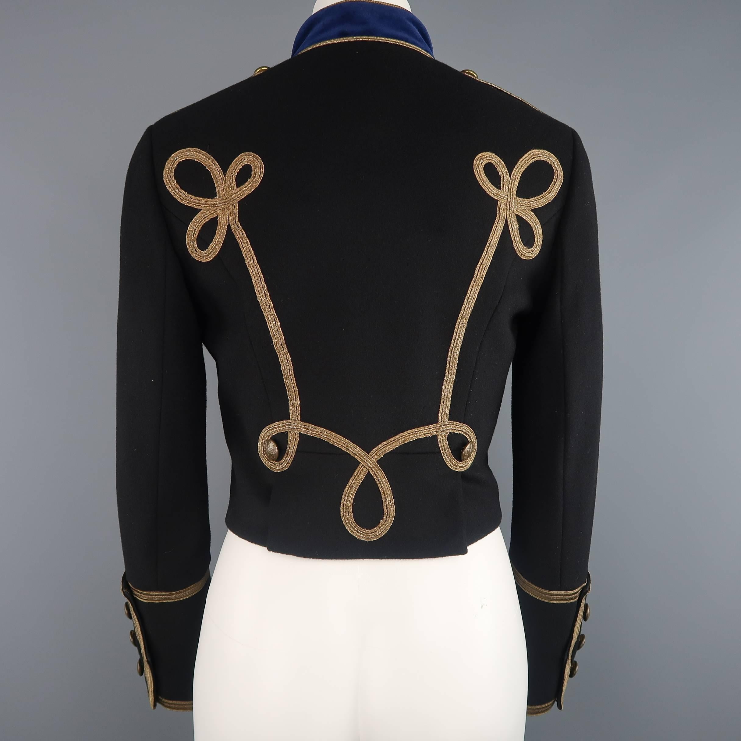 RRL by RALPH LAUREN Size L Navy Velvet Collar Antique Button Cropped Band Jacket In Excellent Condition In San Francisco, CA