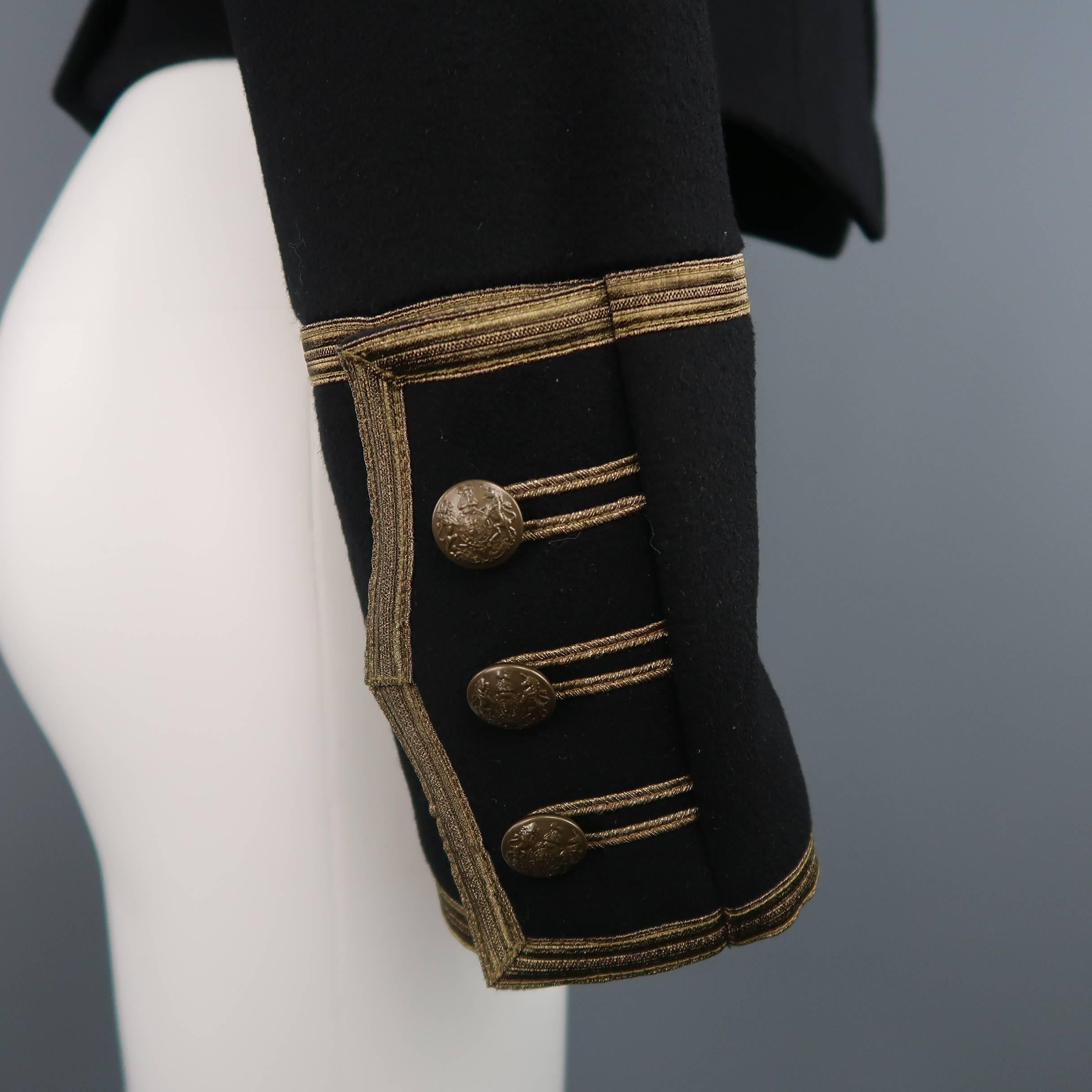 Black RRL by RALPH LAUREN Size L Navy Velvet Collar Antique Button Cropped Band Jacket