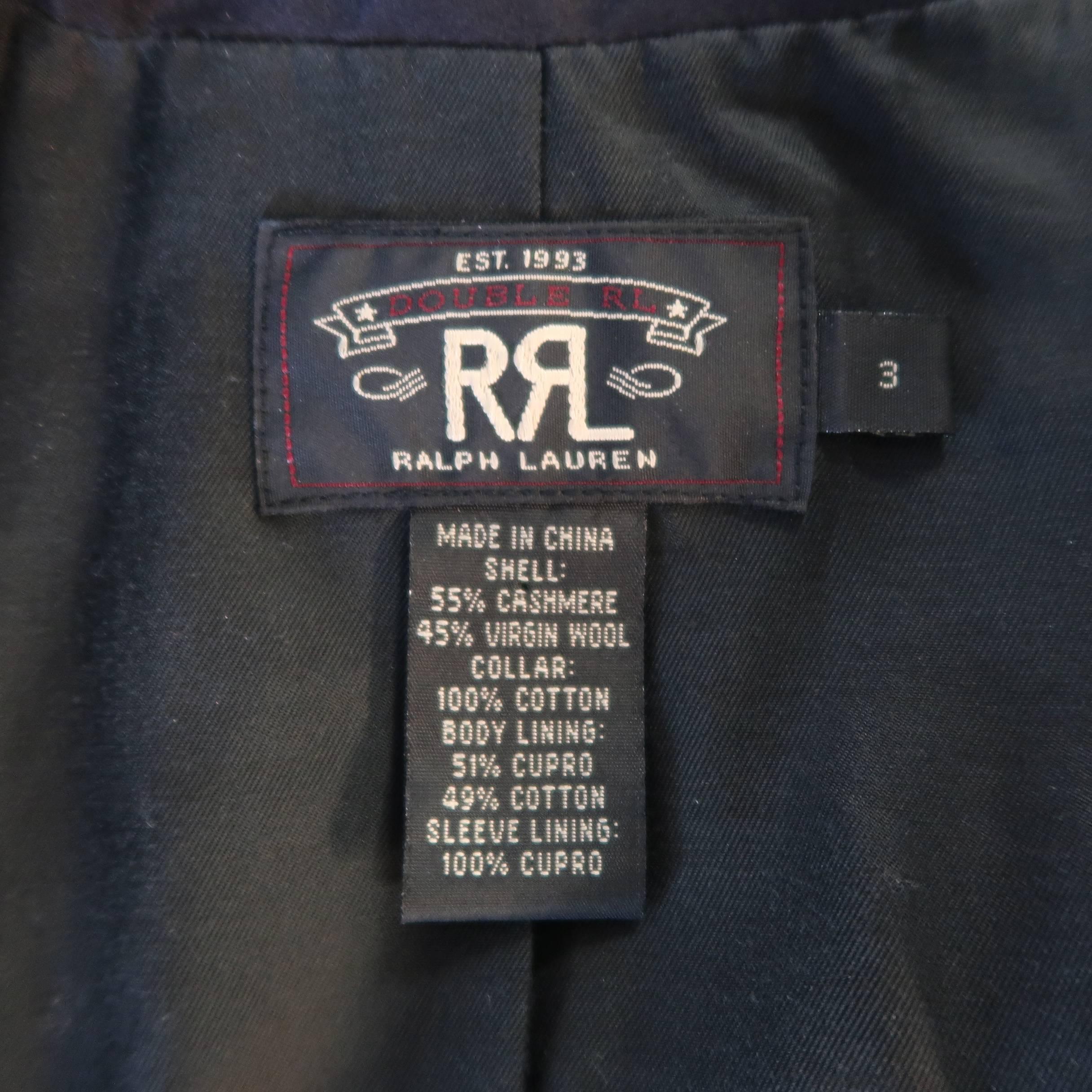 RRL by RALPH LAUREN Size L Navy Velvet Collar Antique Button Cropped Band Jacket 1