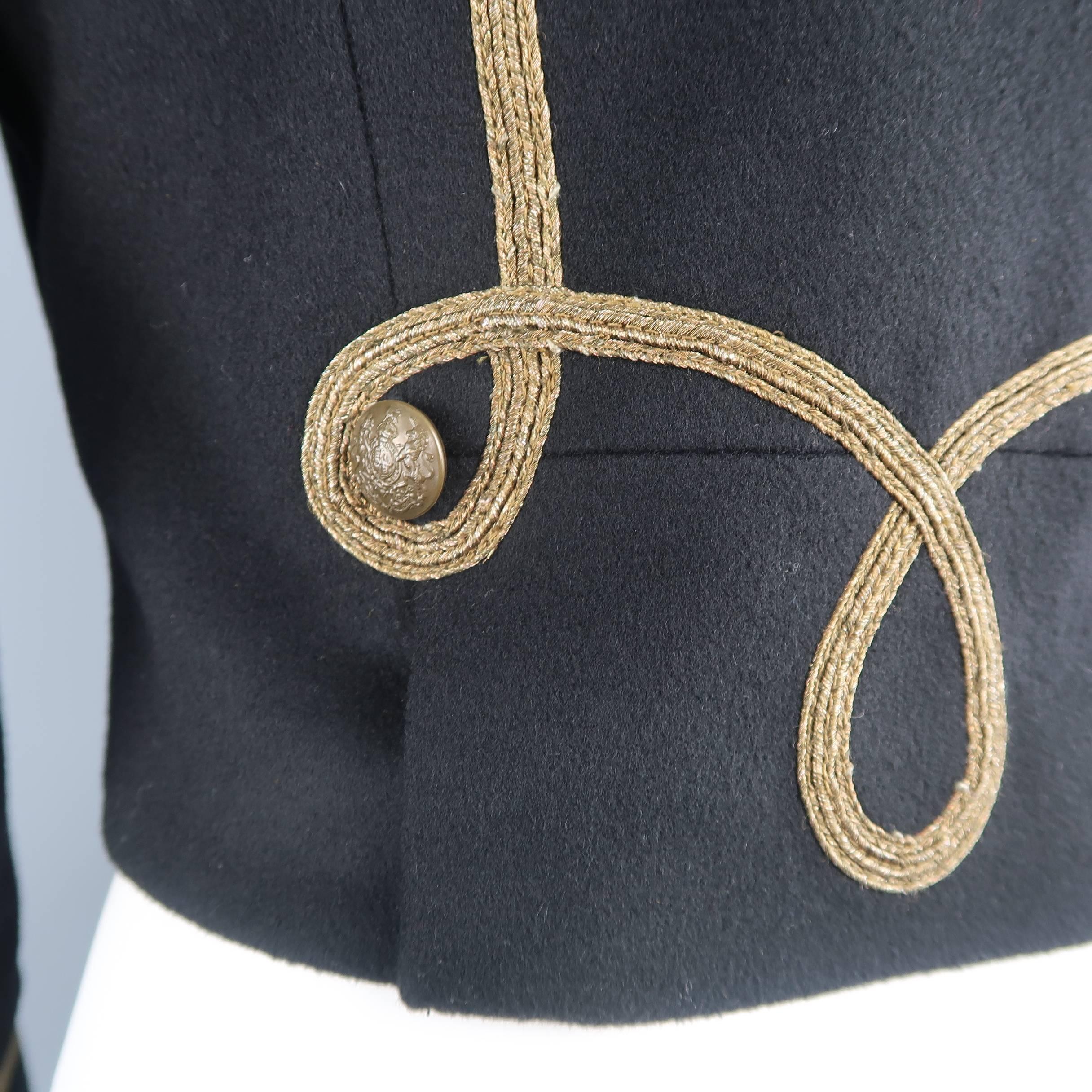 Women's RRL by RALPH LAUREN Size L Navy Velvet Collar Antique Button Cropped Band Jacket