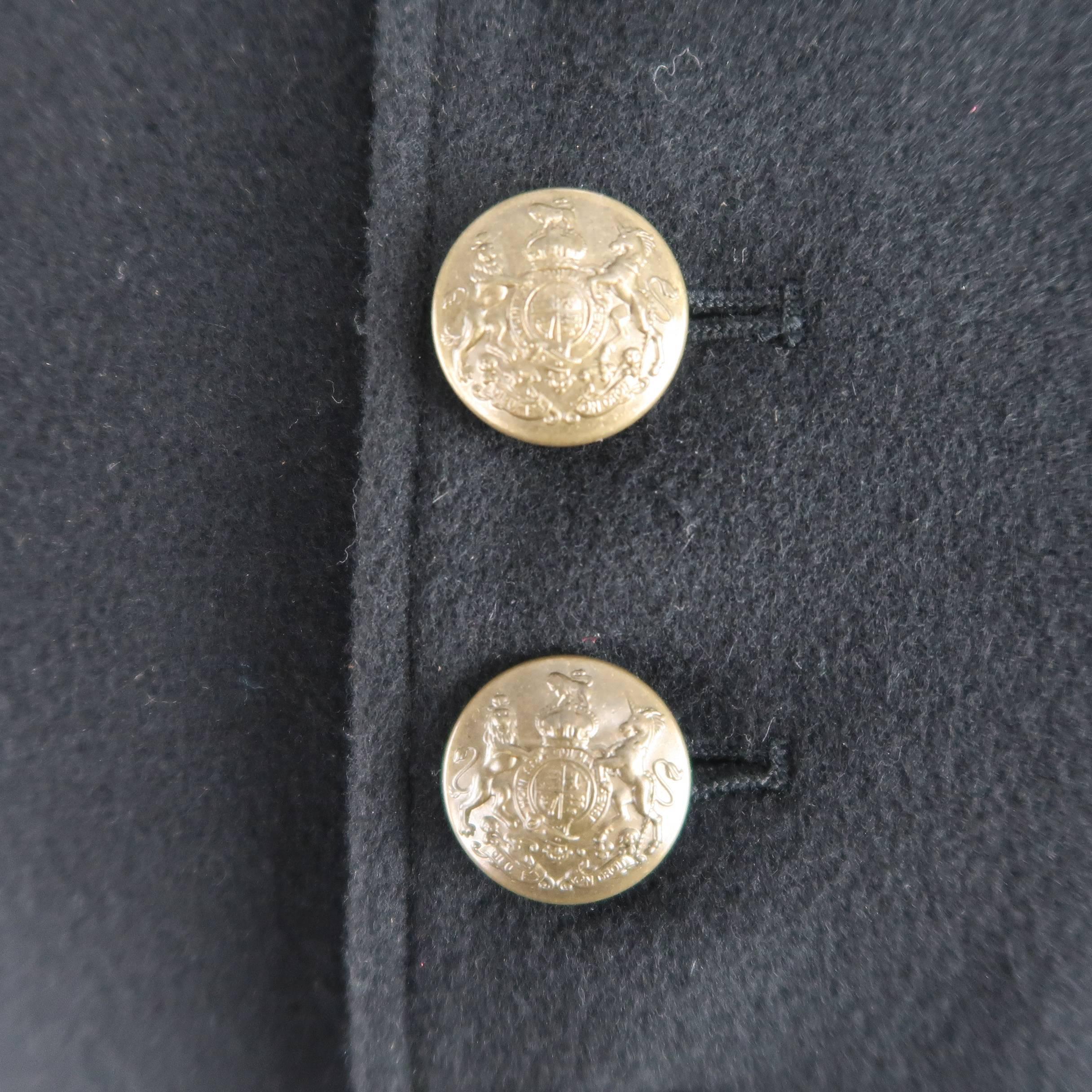 RRL by RALPH LAUREN Size L Navy Velvet Collar Antique Button Cropped ...