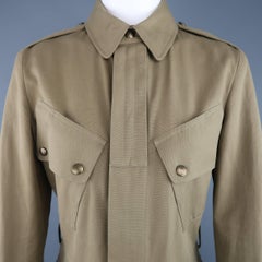 Ralph Lauren Olive Cotton Canvas Hidden Placket Collared Safari Jacket
