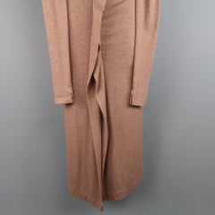 JEAN PAUL GAULTIER Size 8 Tan Wool/Rayon Ruffle Long Sleeve Maxi Dress