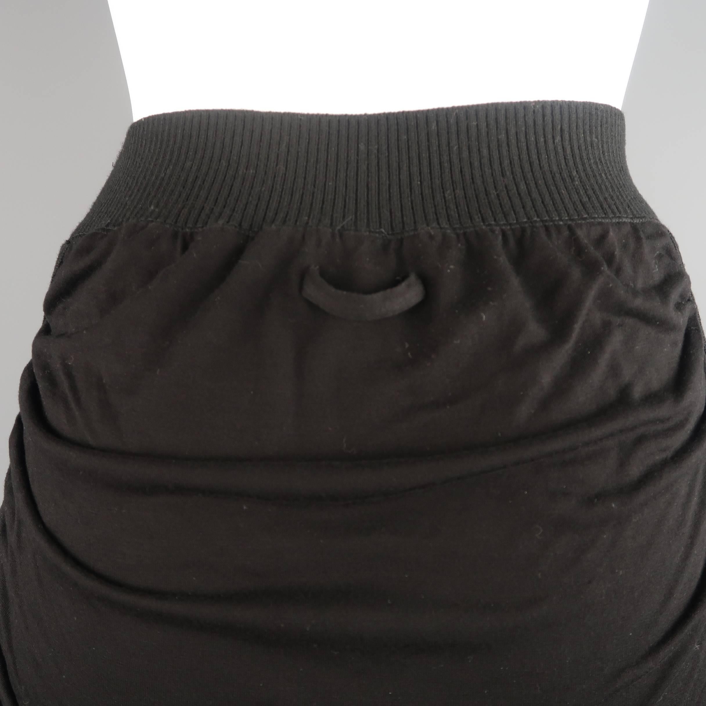 Jean Paul Gaultier Ruched Black Viscose Blend Ribbed Side Pencil Skirt 3