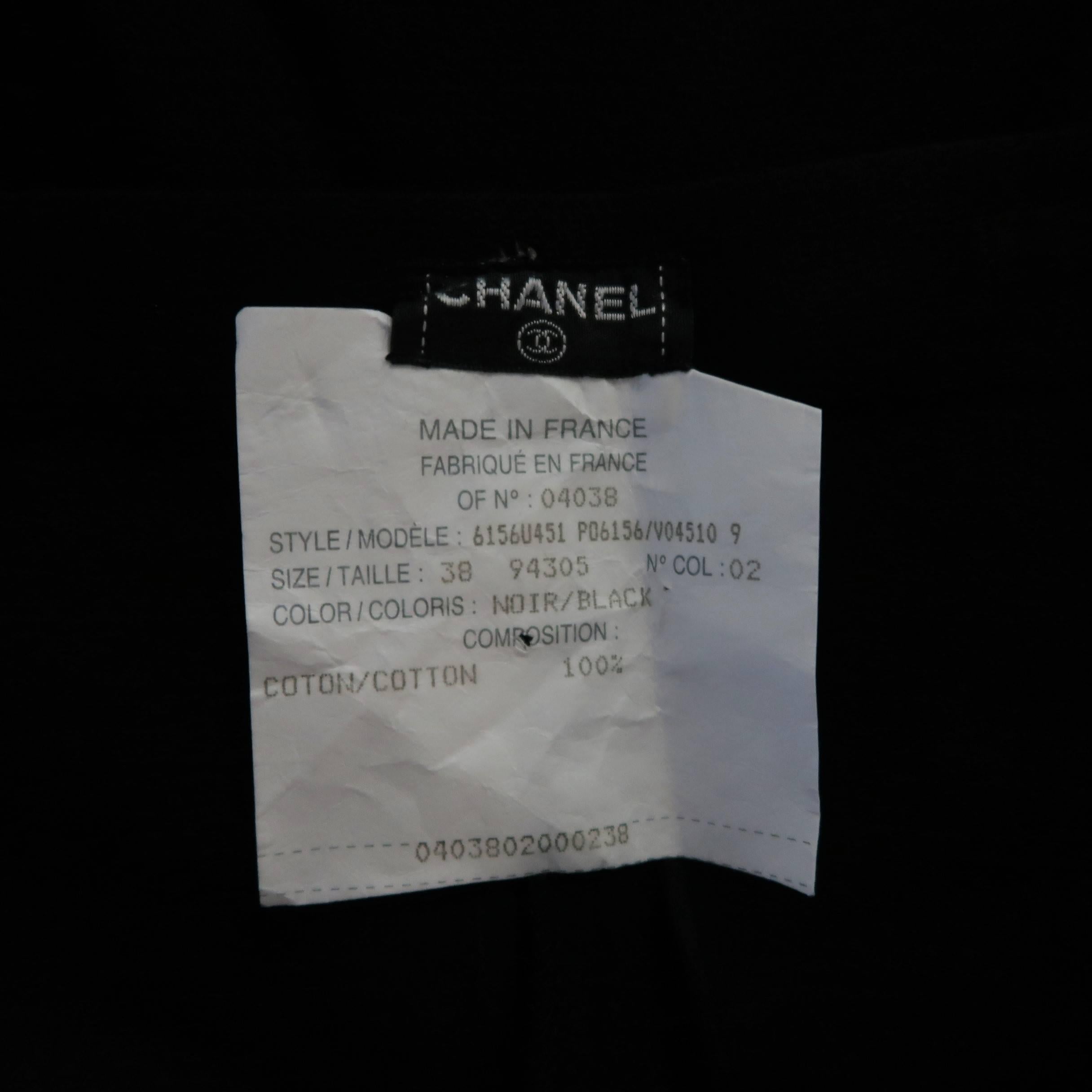 Women's Chanel Size 6 Black Textured Cotton High Waist Pleated Bermuda Shorts