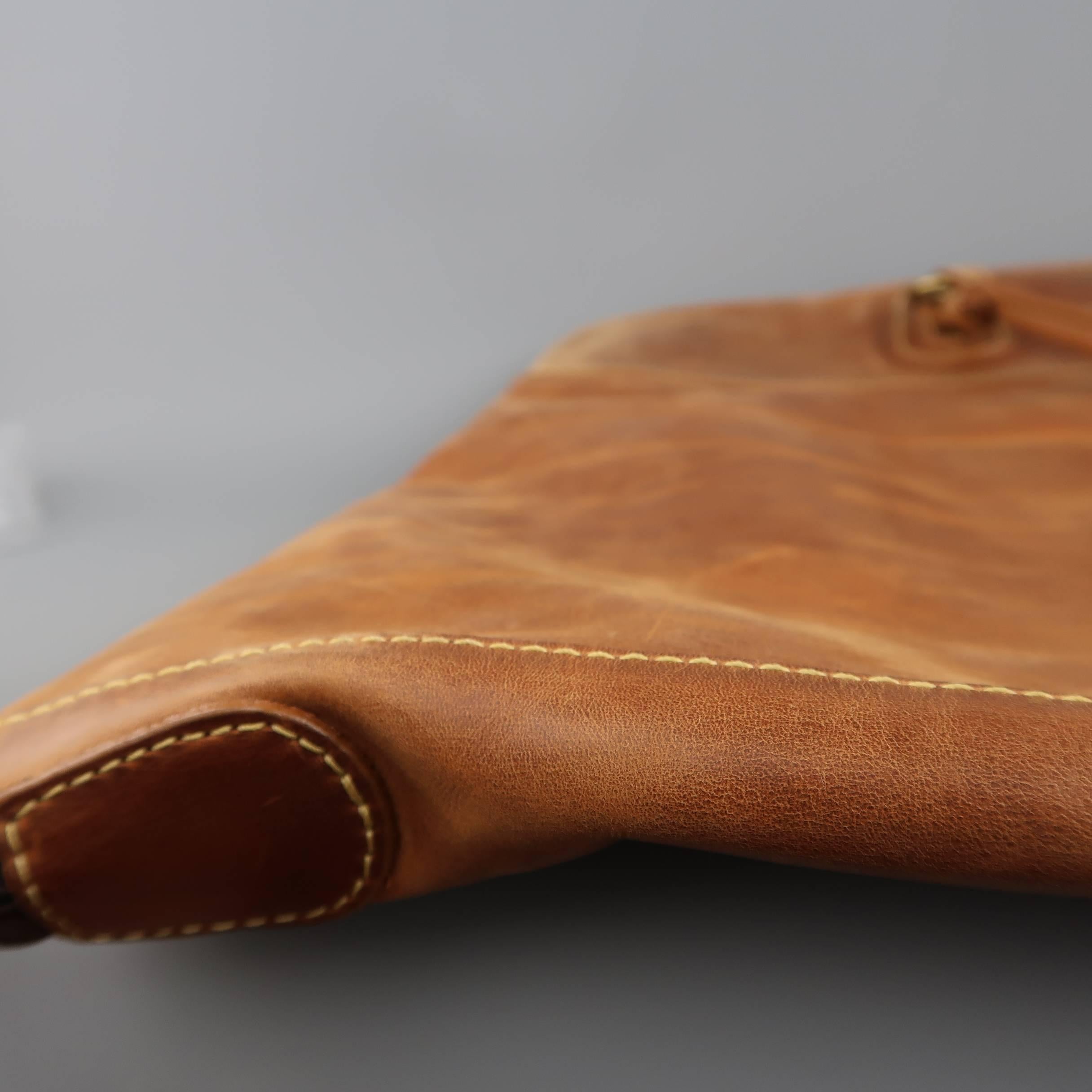 Women's or Men's Mulholland Tan Leather Rectangular Travel Garment Bag