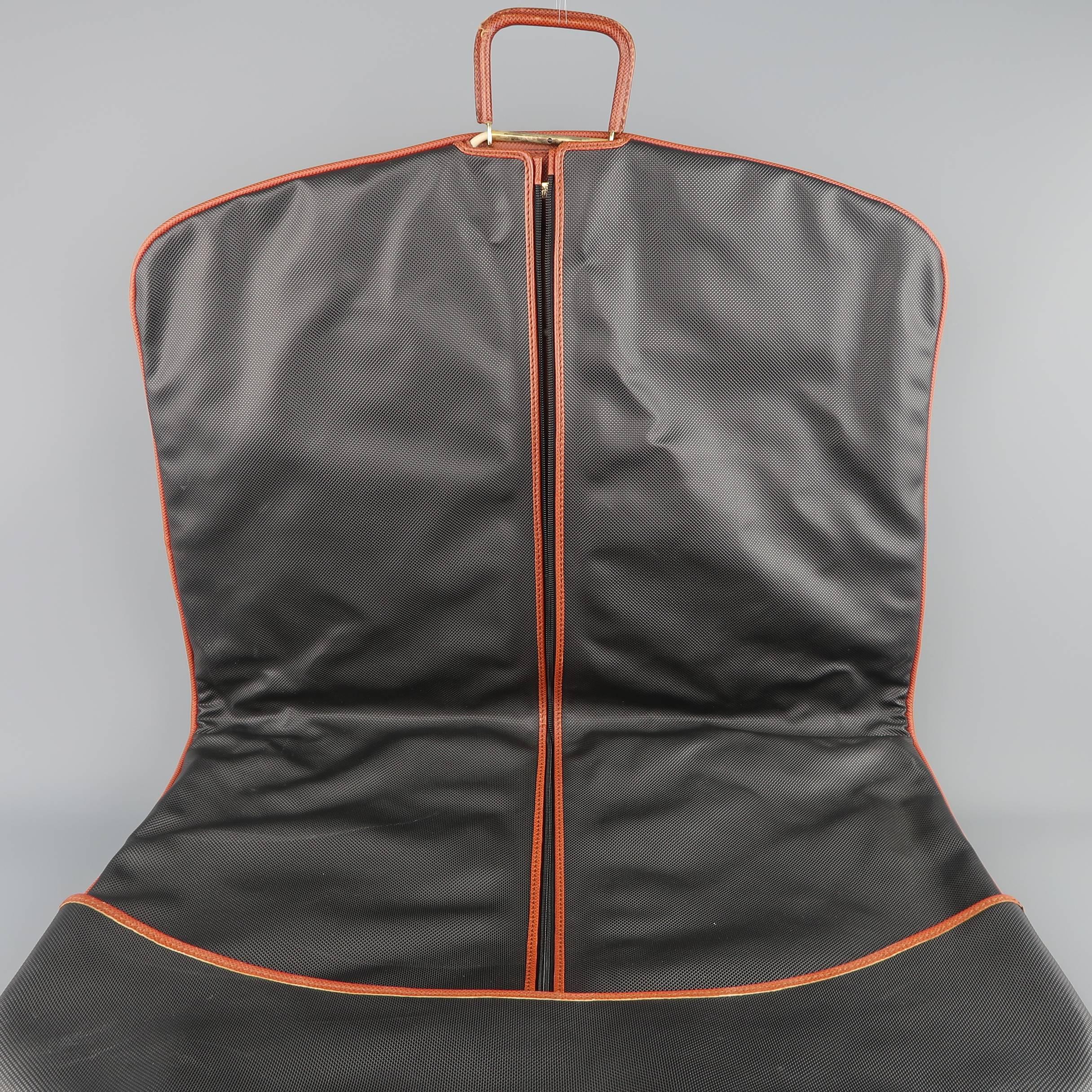 Vintage BOTTEGA VENETA Black & Brown Textured Leather Garment Bag 1