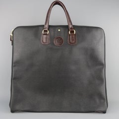 MULHOLLAND Black Pebbled Coated Canvas & Brown Leather Travel Garment Bag