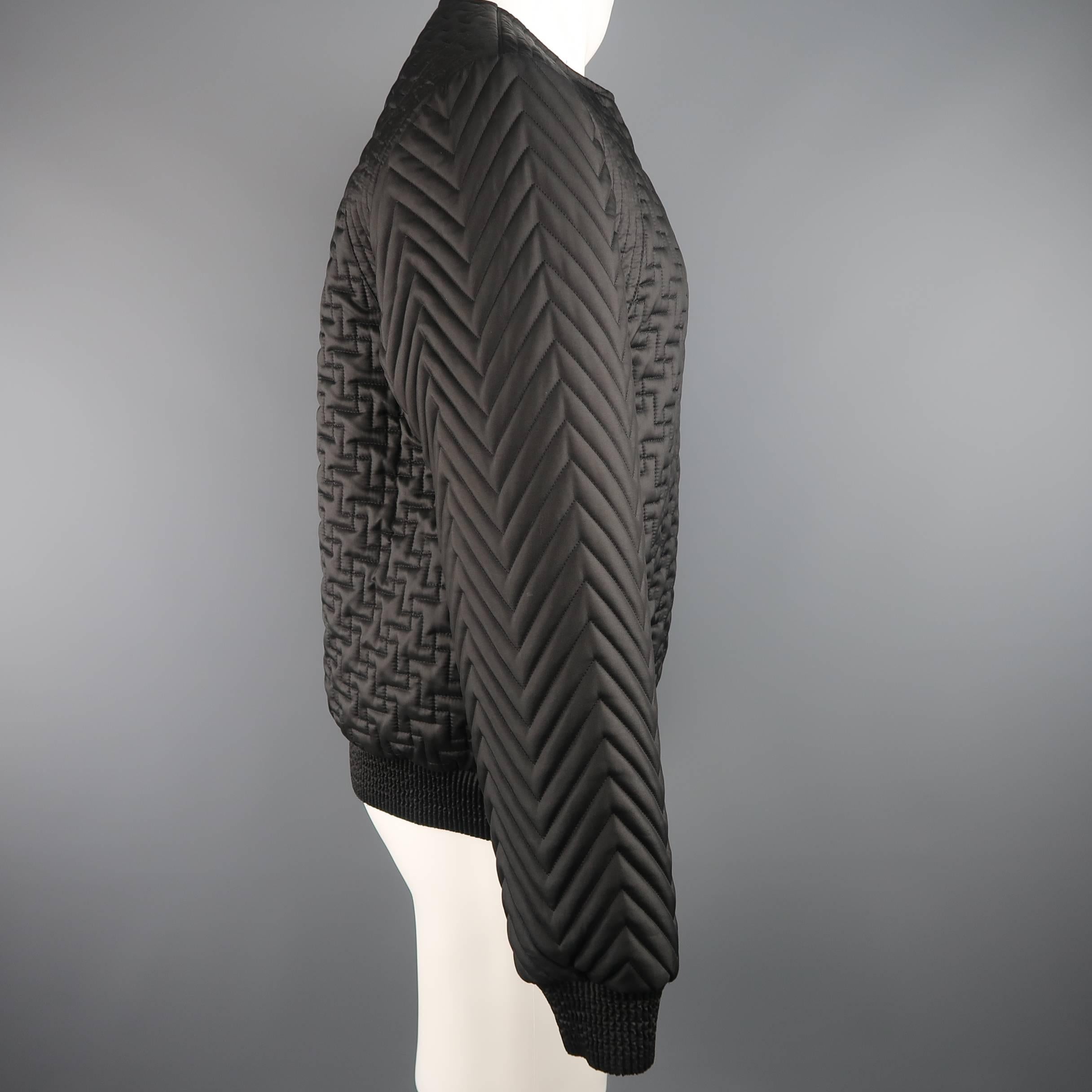 Calvin Klein Collection Men's Black Quilted Crewneck Pullover, Fall 2013  3