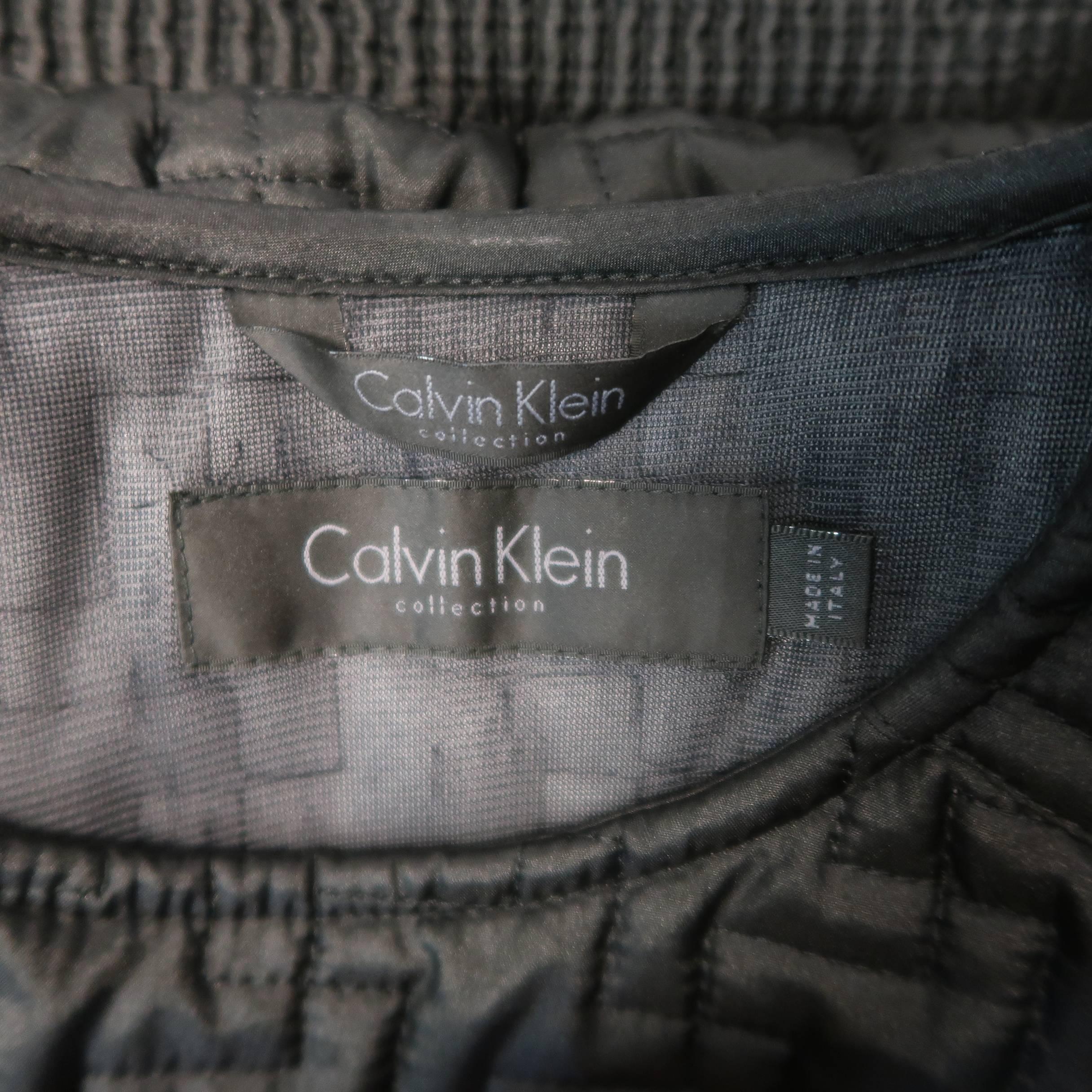 Calvin Klein Collection Men's Black Quilted Crewneck Pullover, Fall 2013  5