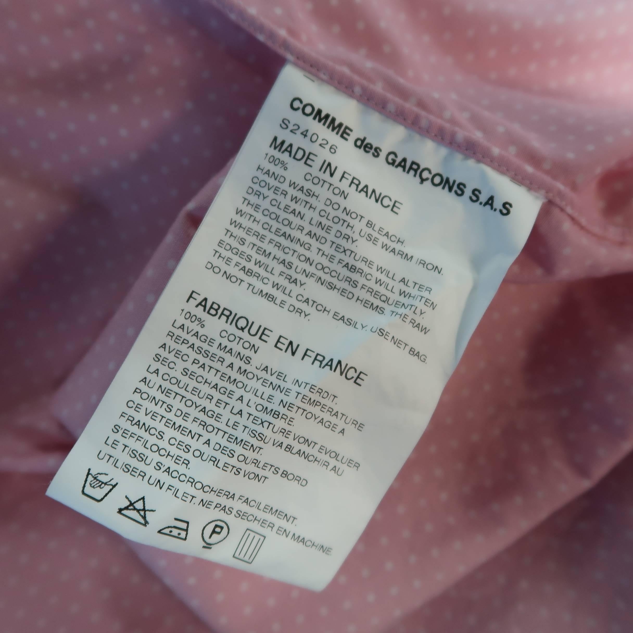 COMME des GARCONS Size XL Pink Polka Dot Forest Print Cutout Long Sleeve Shirtq 3