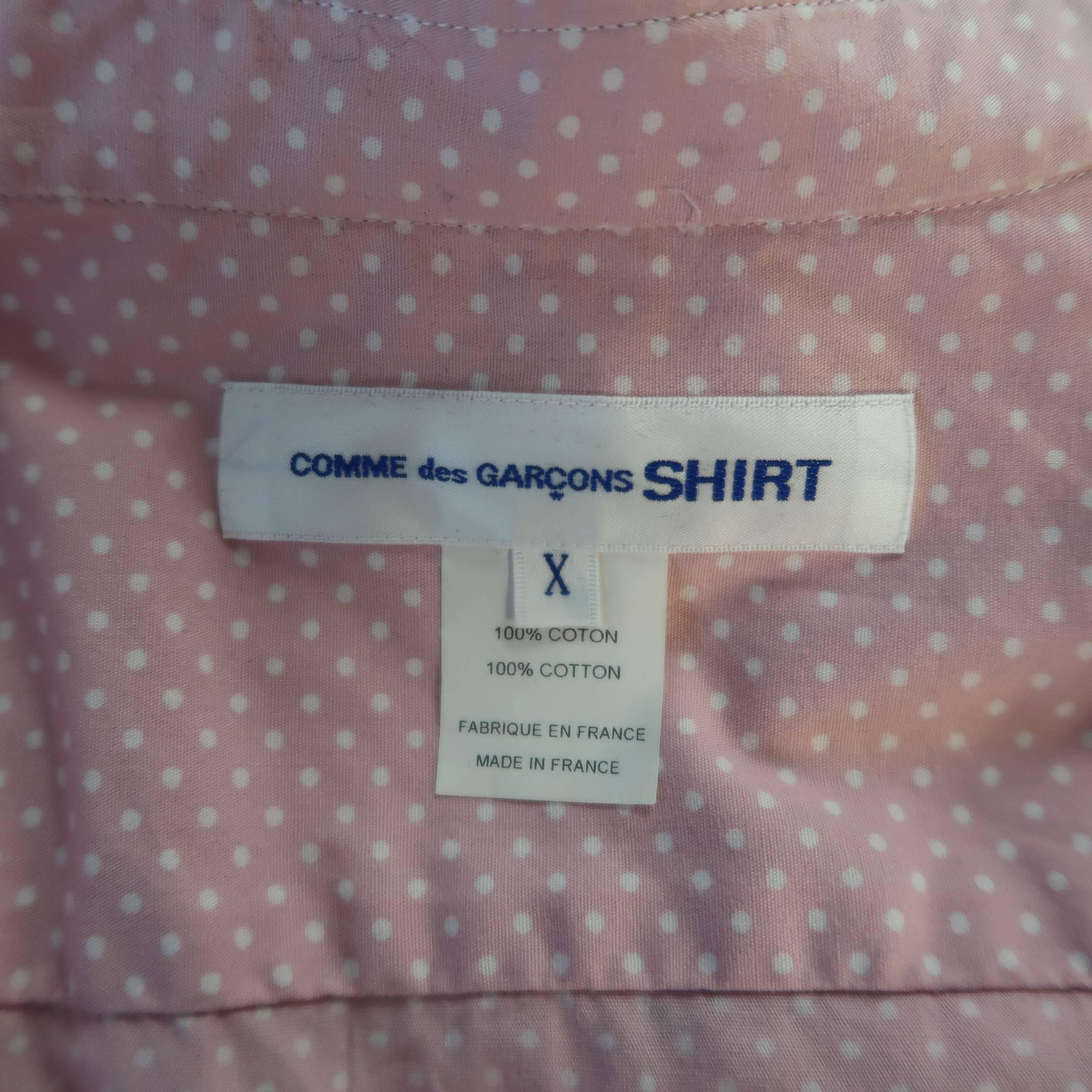 COMME des GARCONS Size XL Pink Polka Dot Forest Print Cutout Long Sleeve Shirtq 2