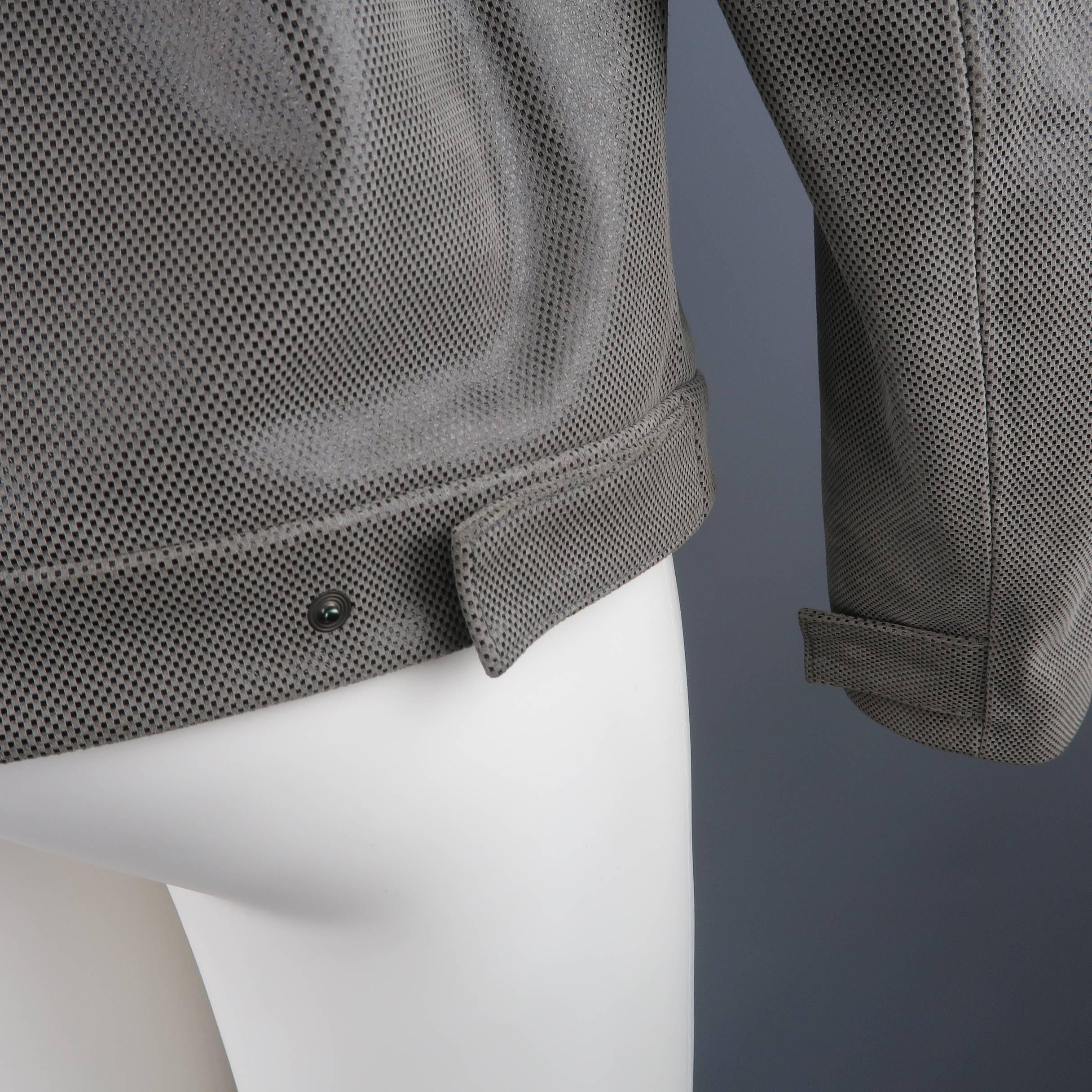 Men's Calvin Klein Collection Jacket Grey and Black Metallic Leather Jacket  