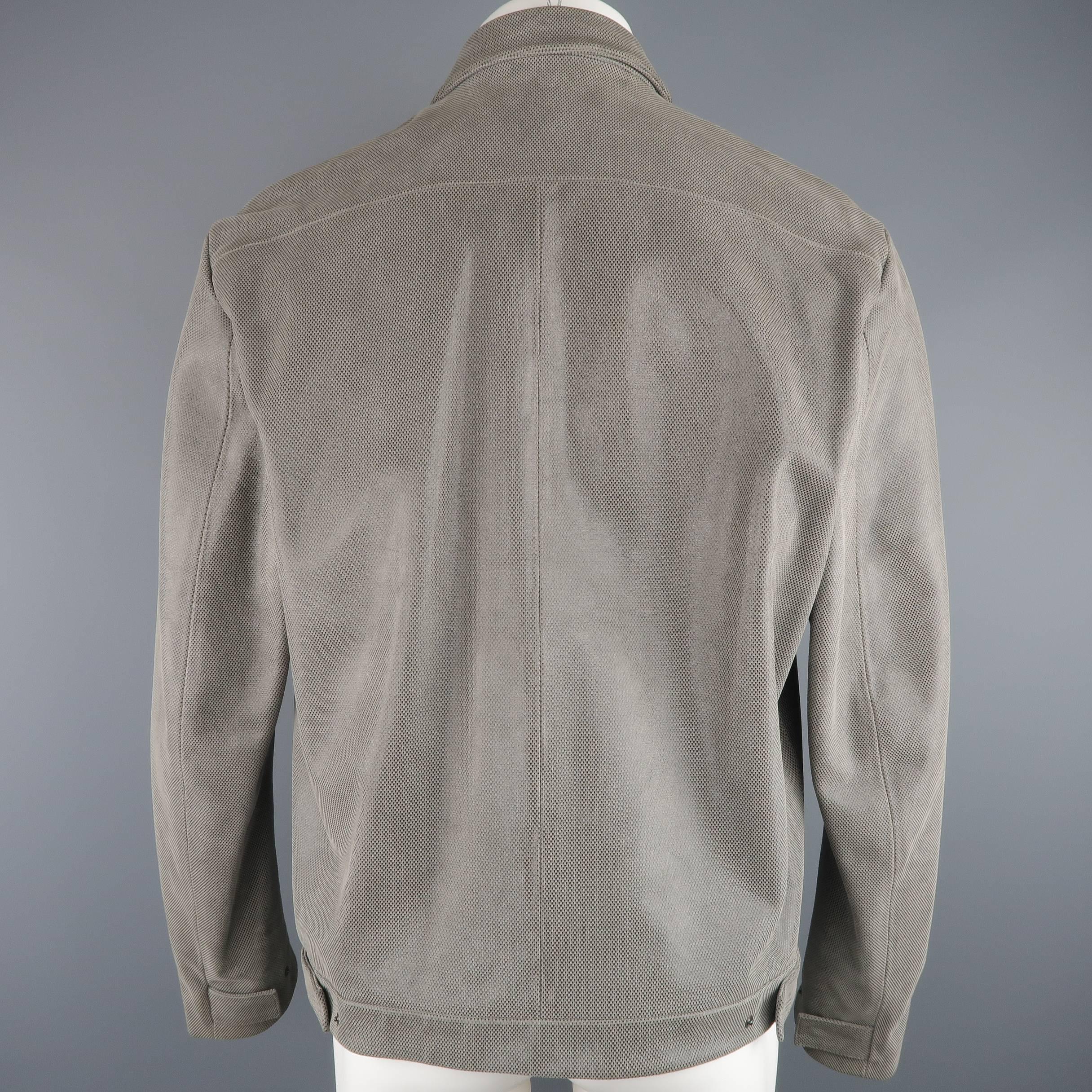 Calvin Klein Collection Jacket Grey and Black Metallic Leather Jacket   1