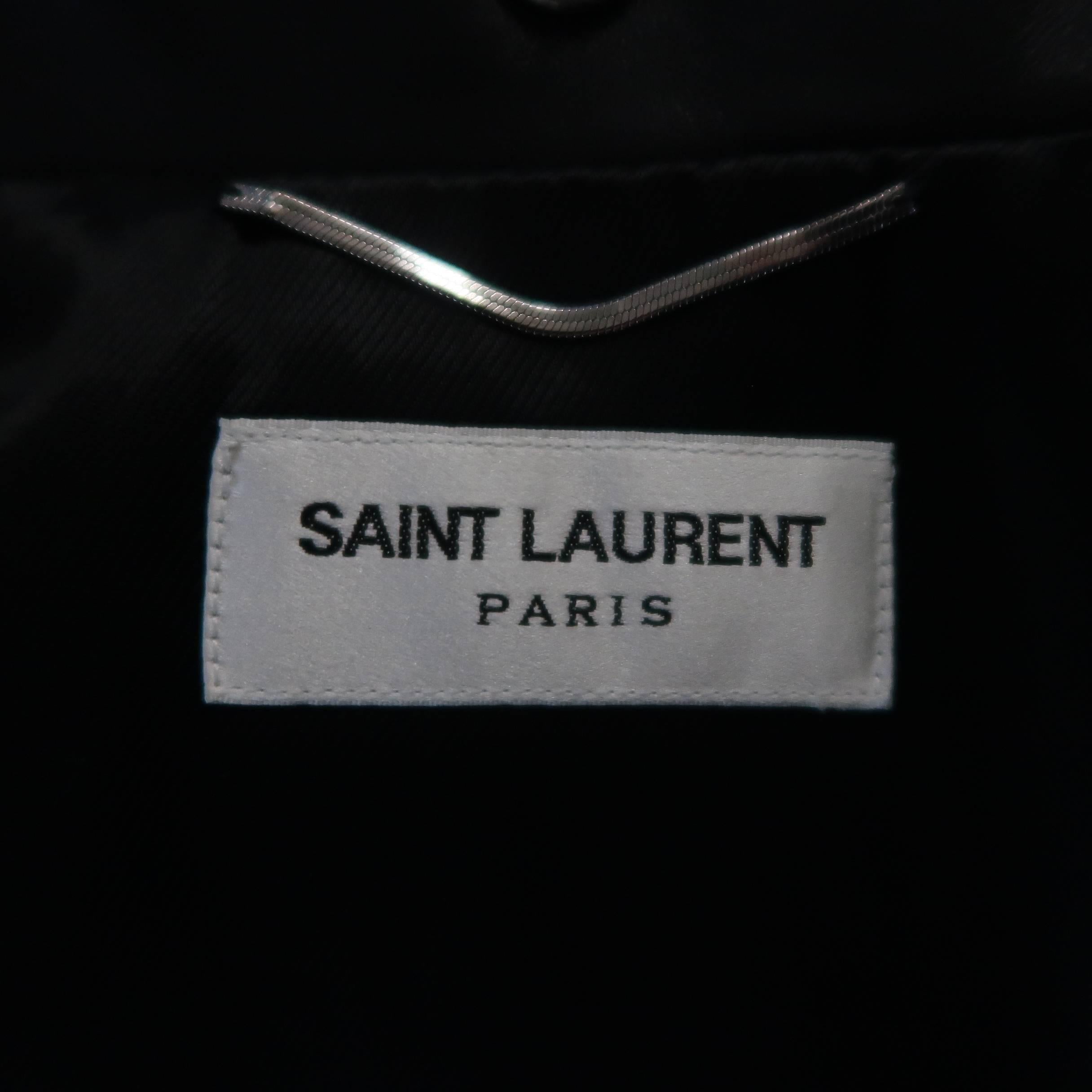 Saint Laurent Men's Black Lambskin Leather Moto Biker Jacket  5