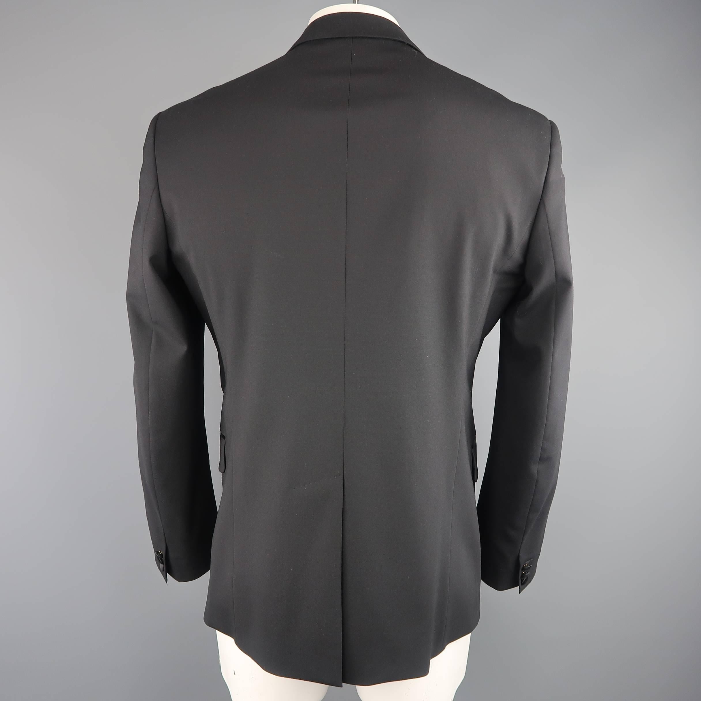 Men's DSQUARED2 44 Regular Black Wool Silk Peak Lapel Tuxedo Sport Coat 1