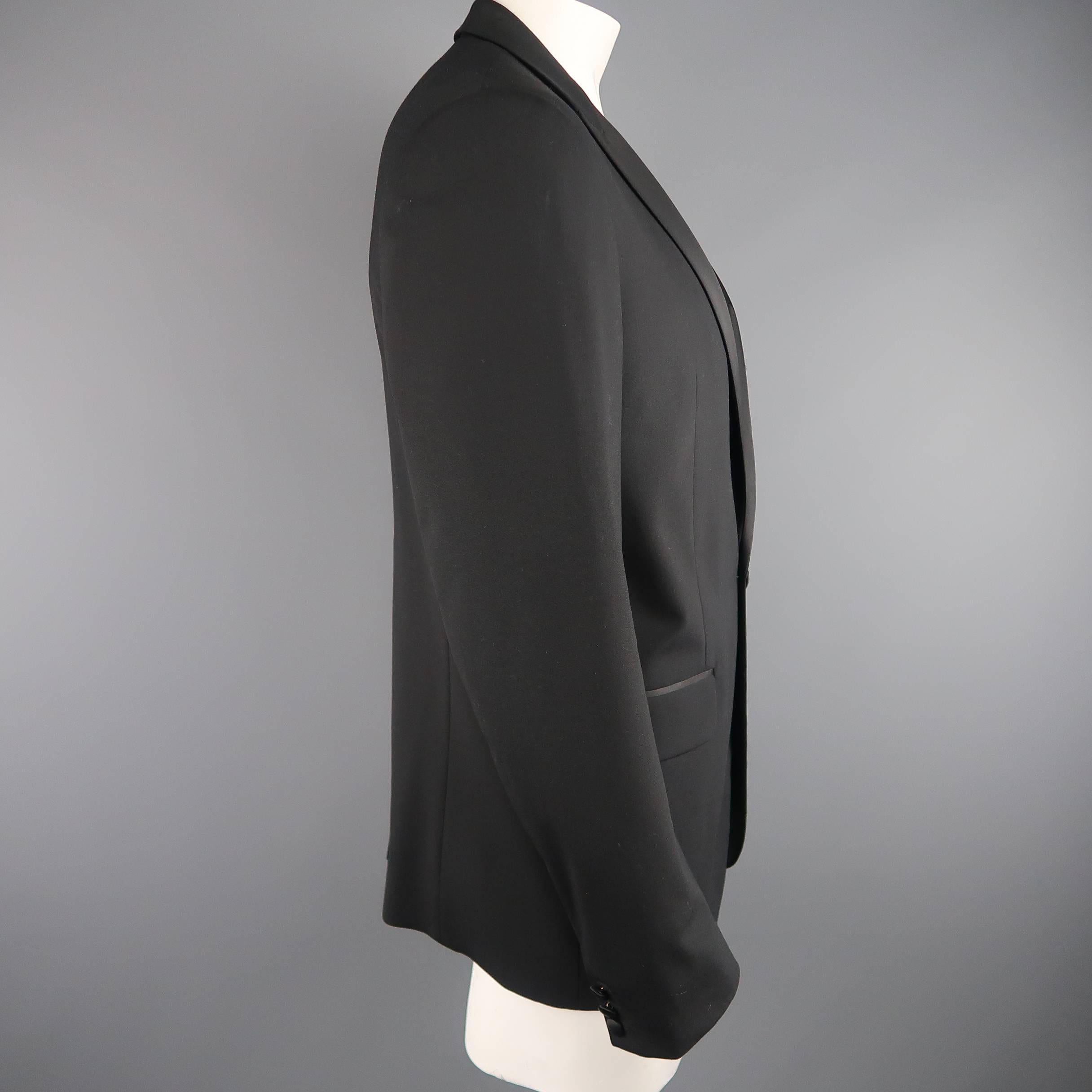 Women's or Men's Men's DSQUARED2 44 Regular Black Wool Silk Peak Lapel Tuxedo Sport Coat
