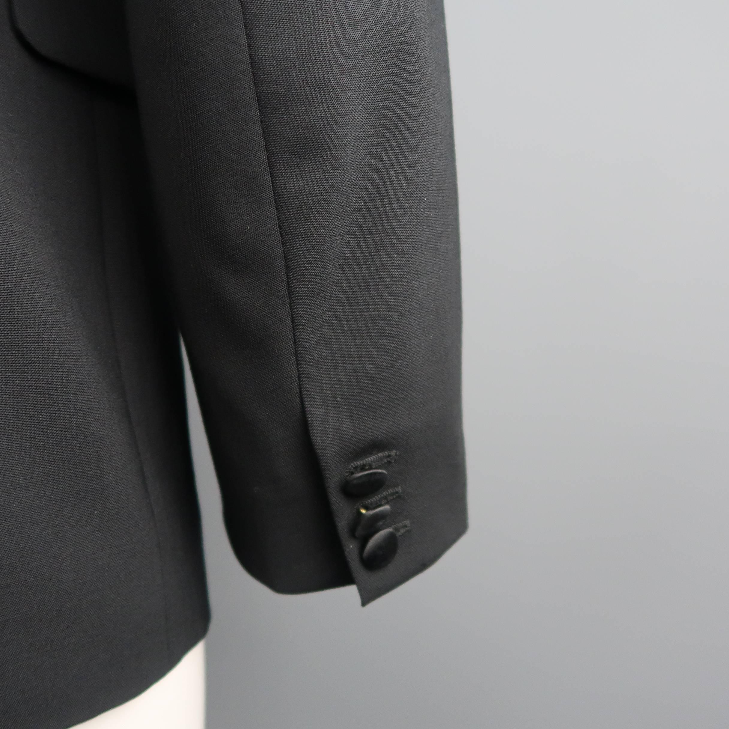 Men's DSQUARED2 44 Regular Black Wool Silk Peak Lapel Tuxedo Sport Coat 2