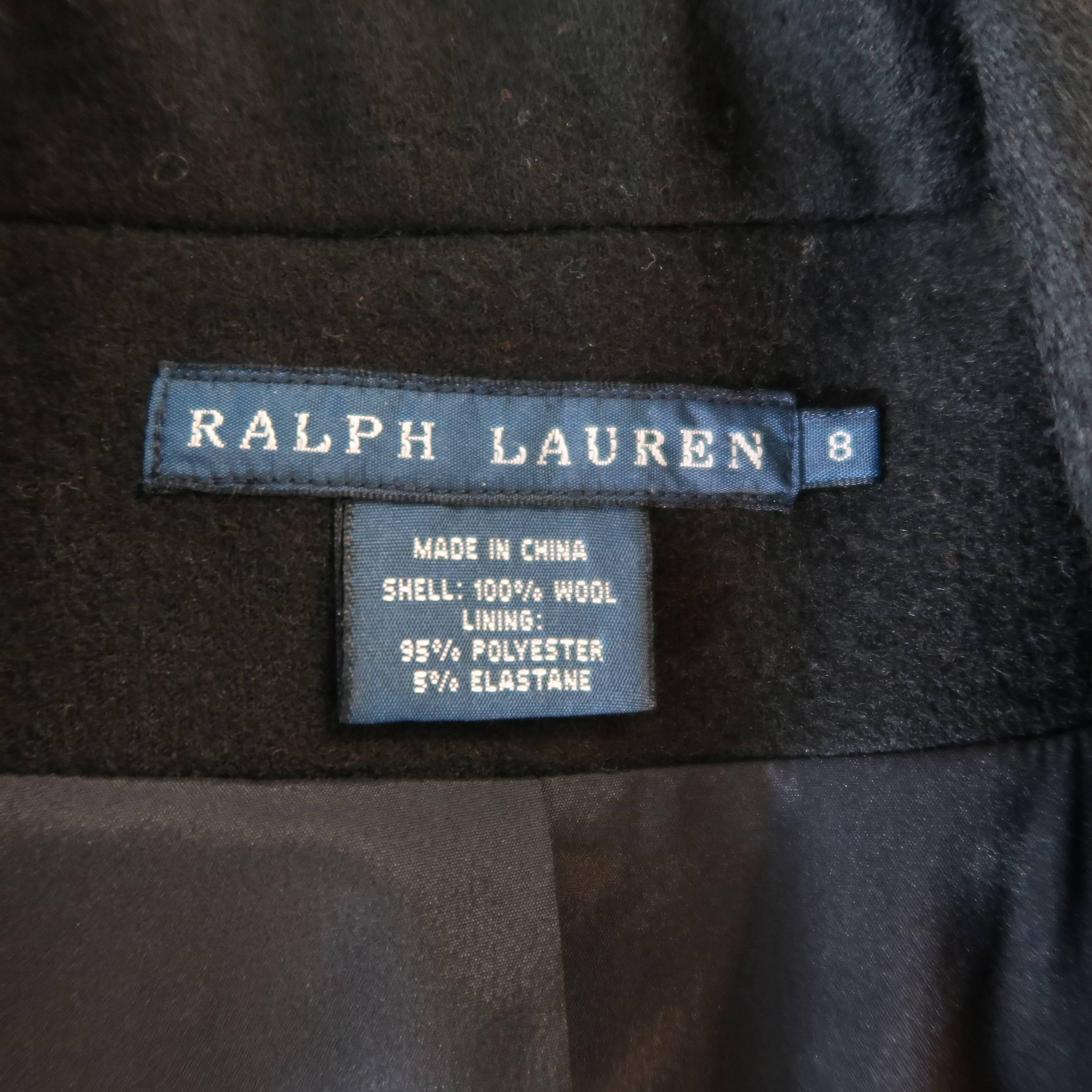 RALPH LAUREN Size 8 Black Wool Western Tip Peak Lapel Jacket 4
