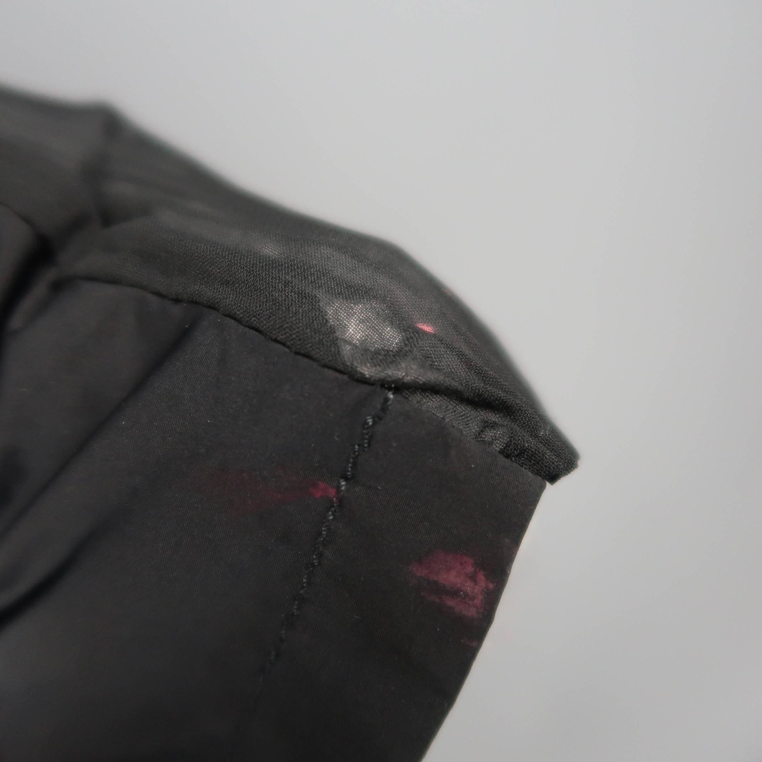 GIORGIO ARMANI Size 6 Black SHeer Pleated Zip Hood Jacket 3