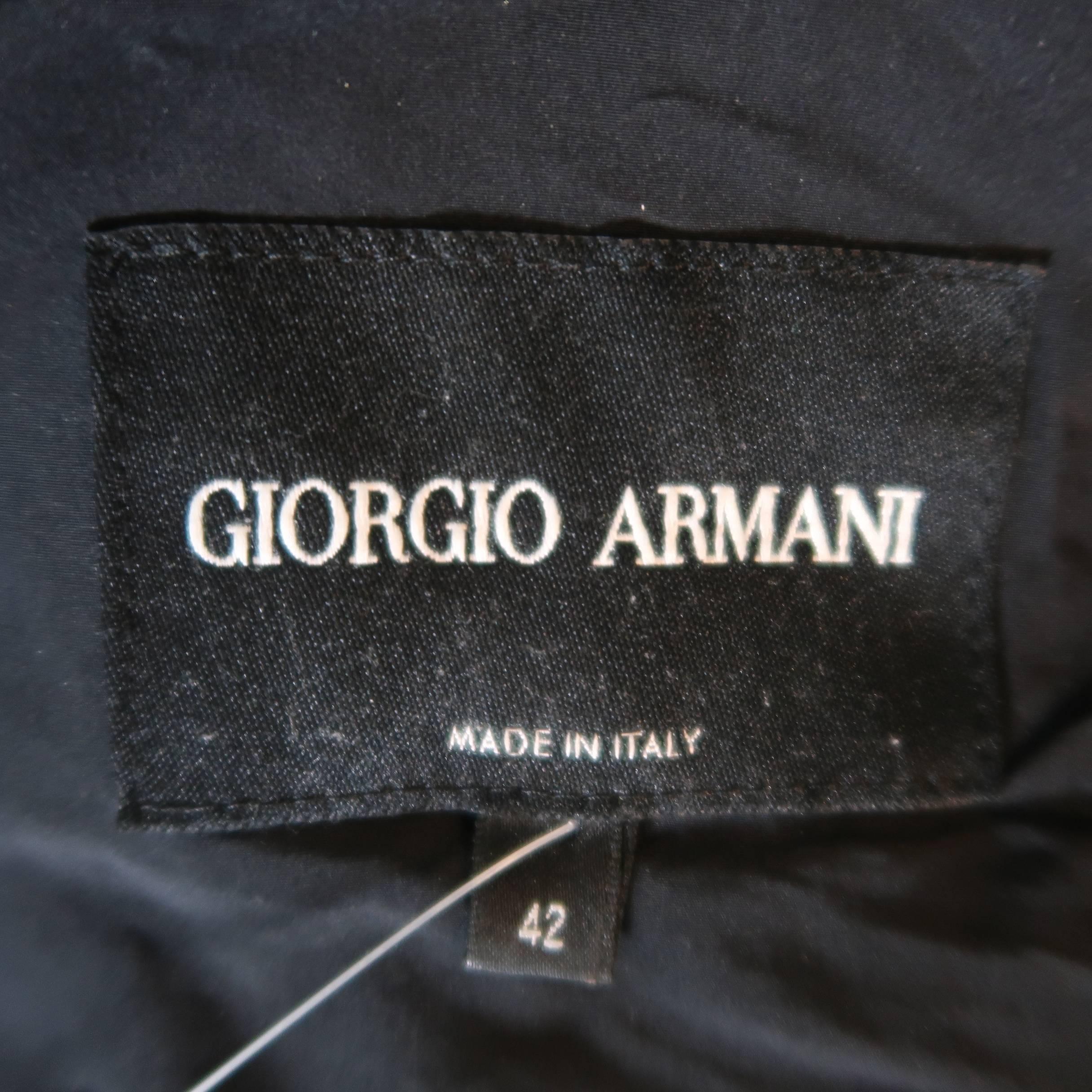 GIORGIO ARMANI Size 6 Black SHeer Pleated Zip Hood Jacket 9